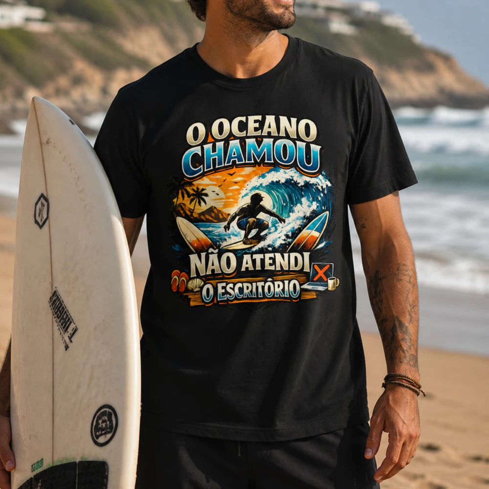 O Oceano Chamou – Surf Over Office Premium Tee