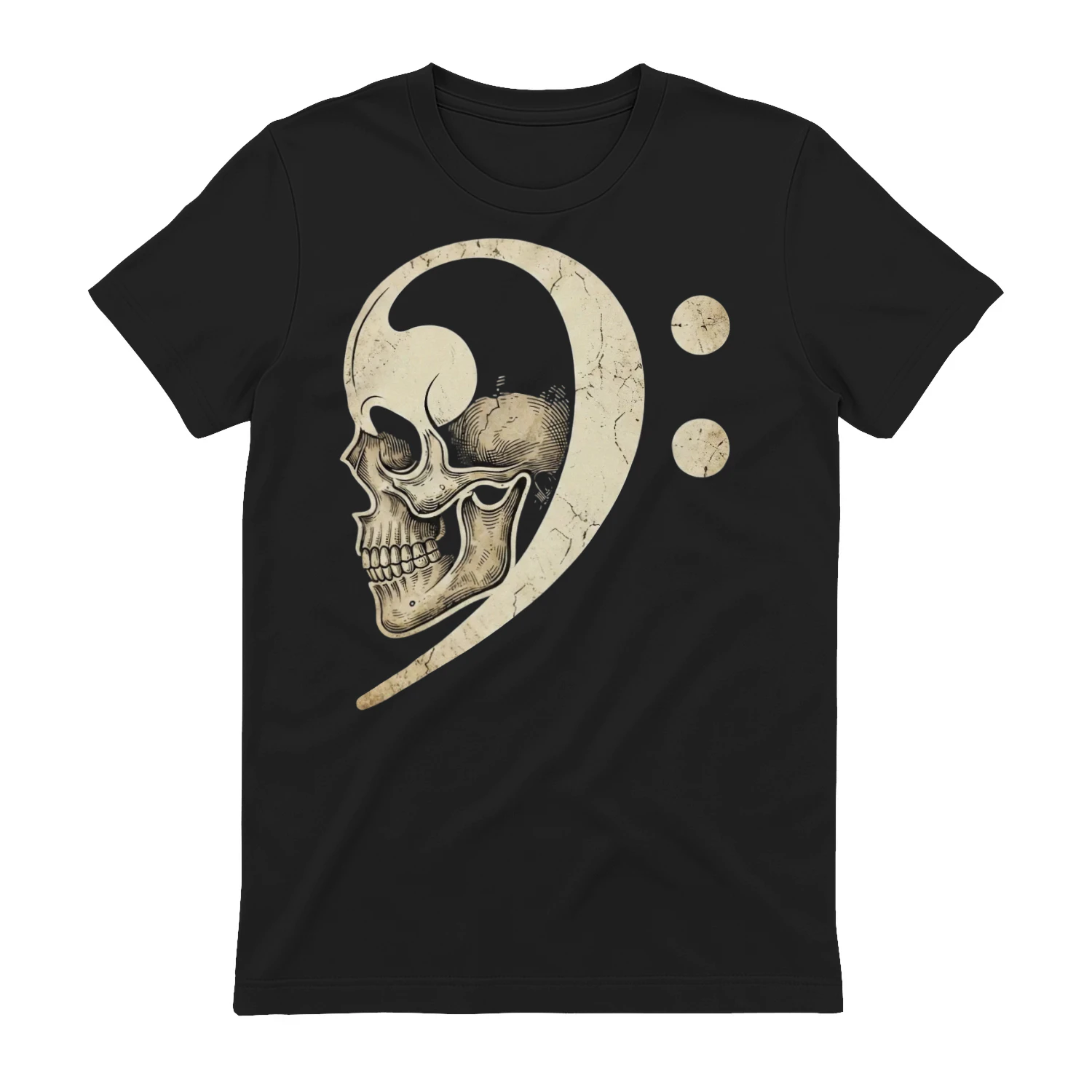 Halloween Bass Gothic Bass Clef Skull T-Shirt