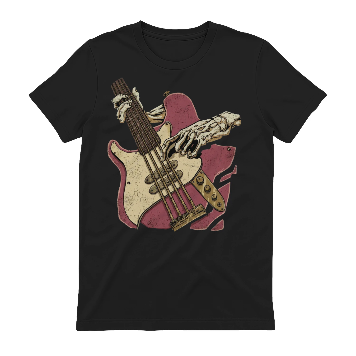 Halloween Bass Skeleton Hands Bass Guitar Tee