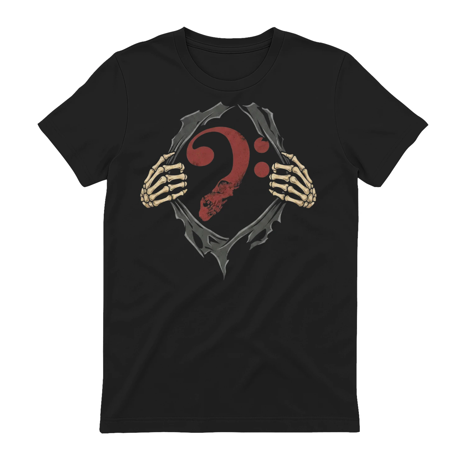 Halloween Bass Dark Fantasy Bass Clef Skull Tee