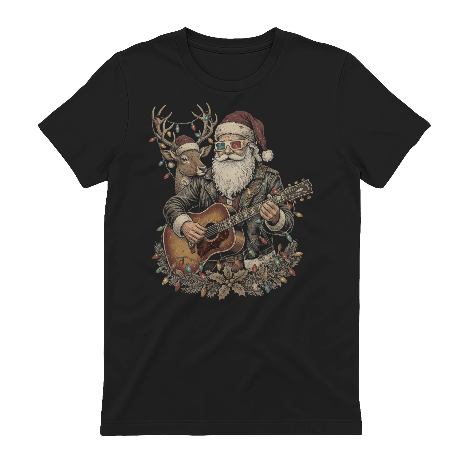 Christmas Guitar Acoustic Reindeer