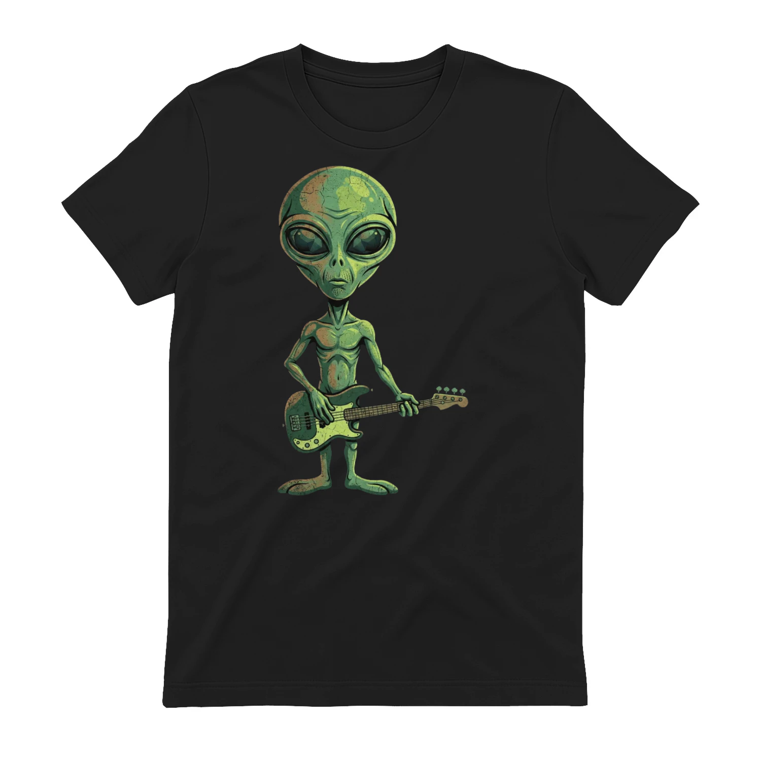 Bass Cool Alien Bassist Graphic T-Shirt