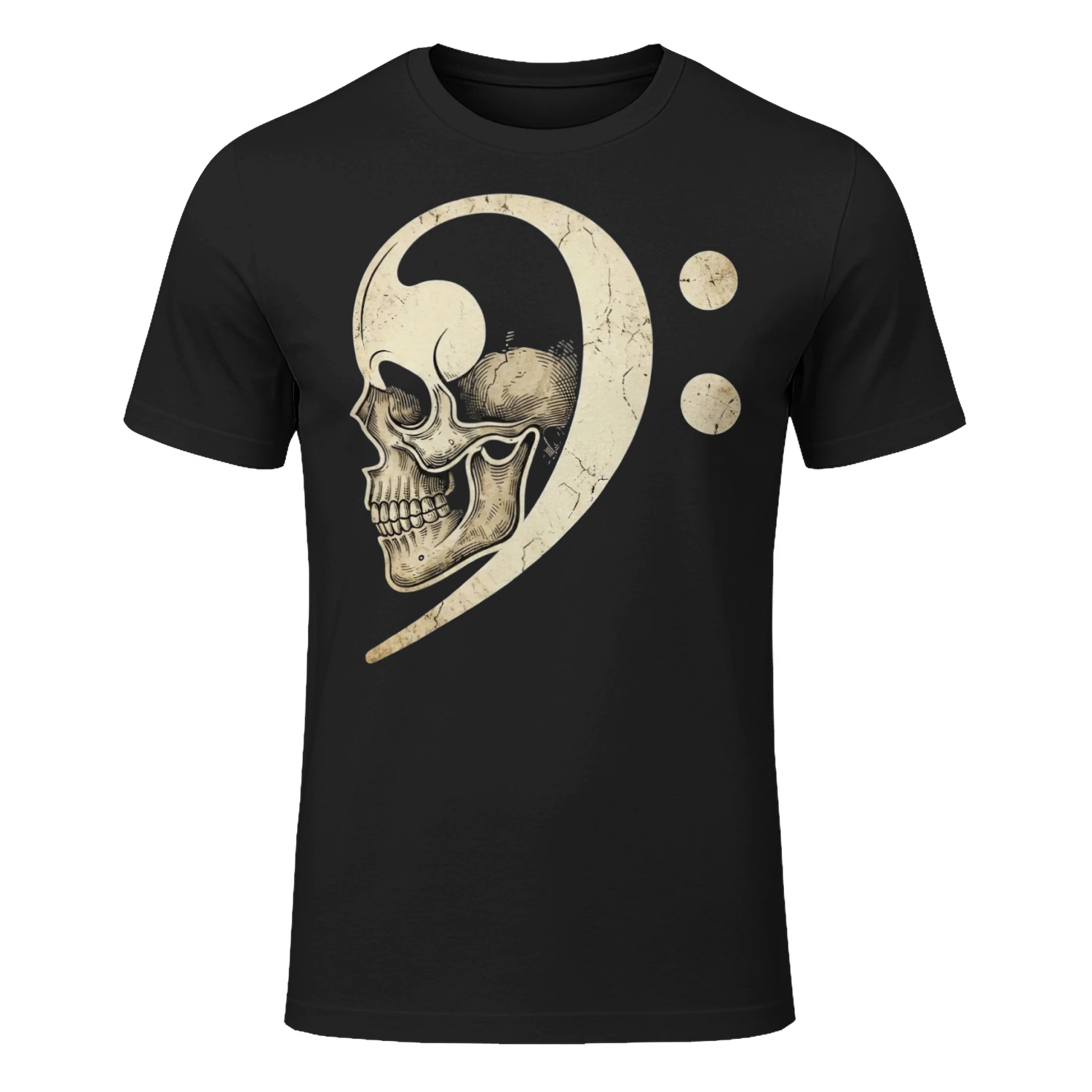 Halloween Bass Gothic Bass Clef Skull T-Shirt
