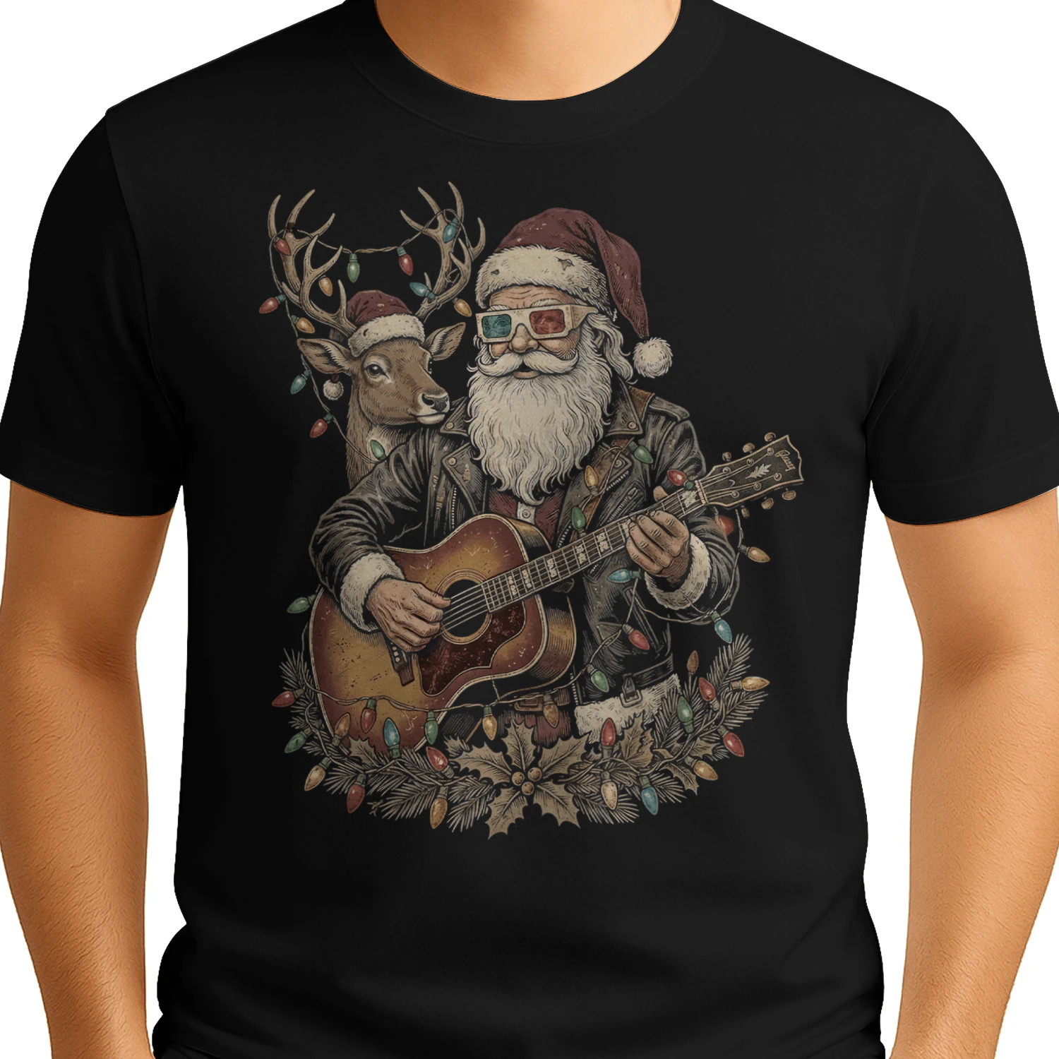 Christmas Guitar Acoustic Reindeer