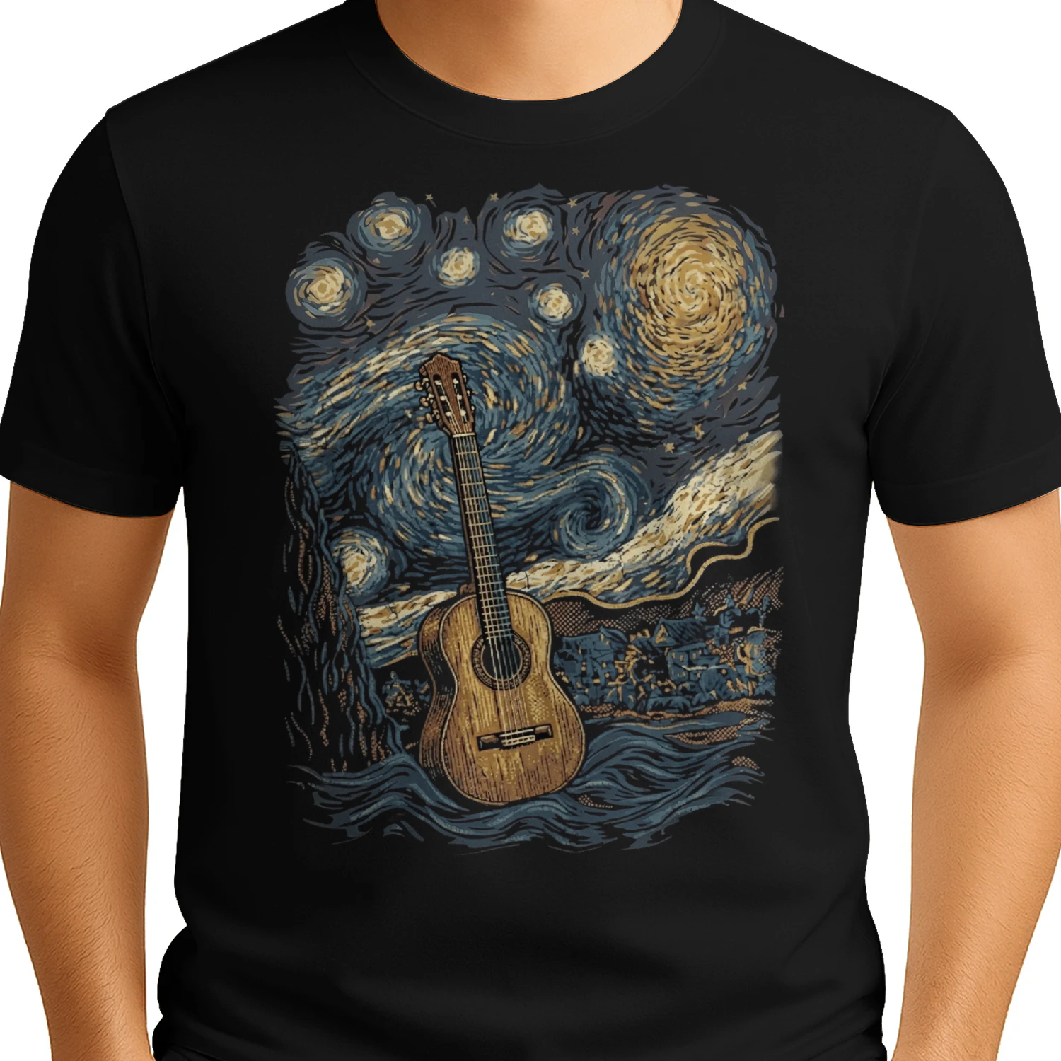 Christmas Acoustic Guitar Starry Night Van Gogh