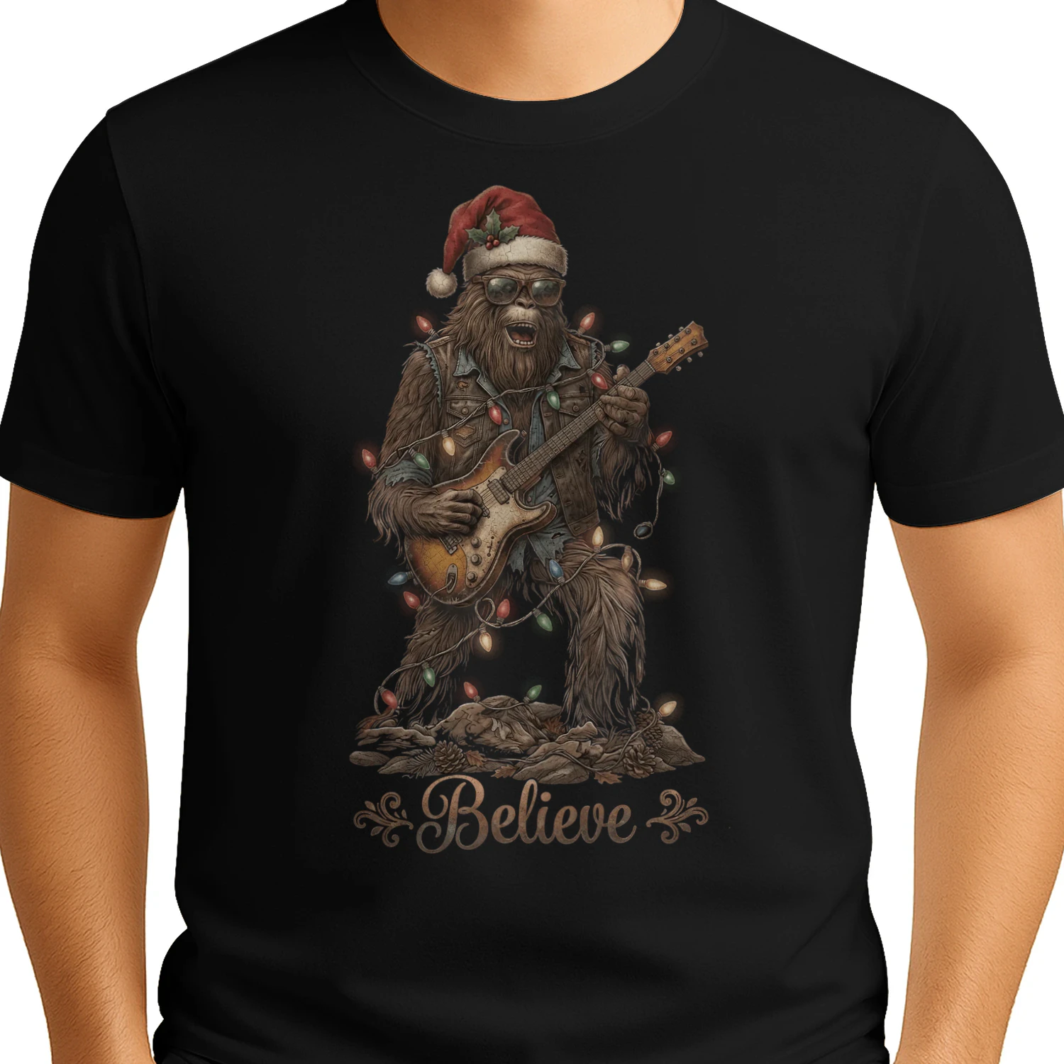 Christmas Guitar Bigfoot Believe