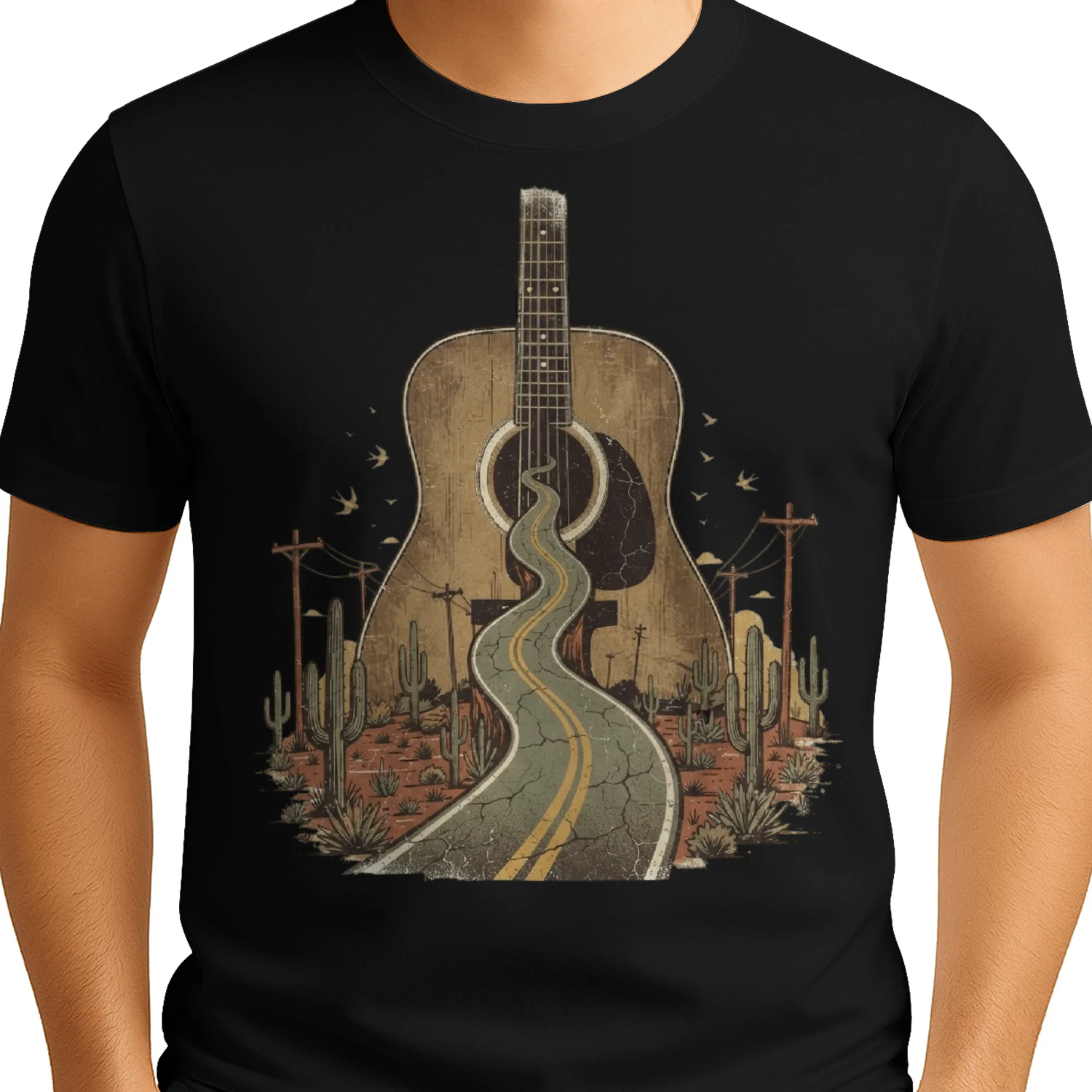 Guitar Desert Highway Acoustic Guitar Art