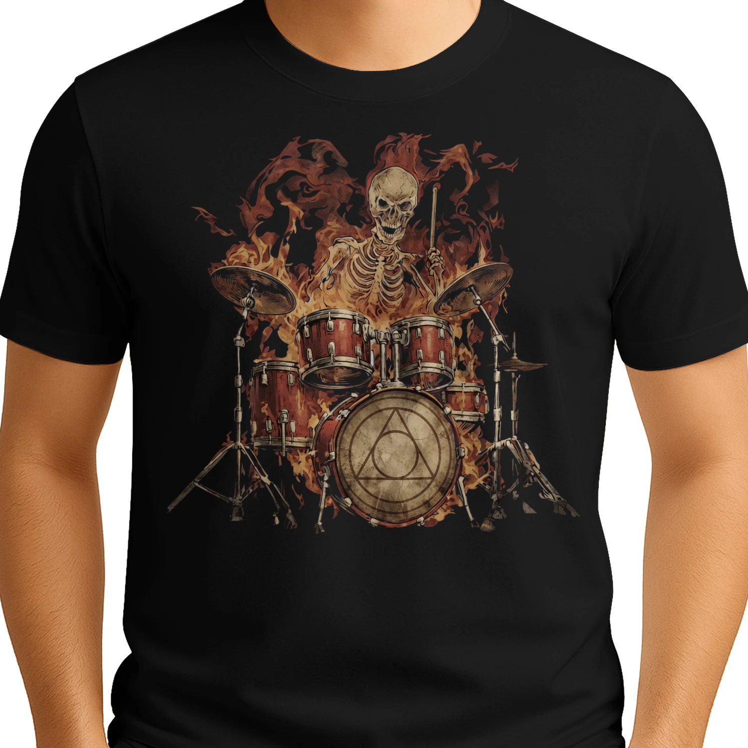 Drum Skeleton Fire Flames