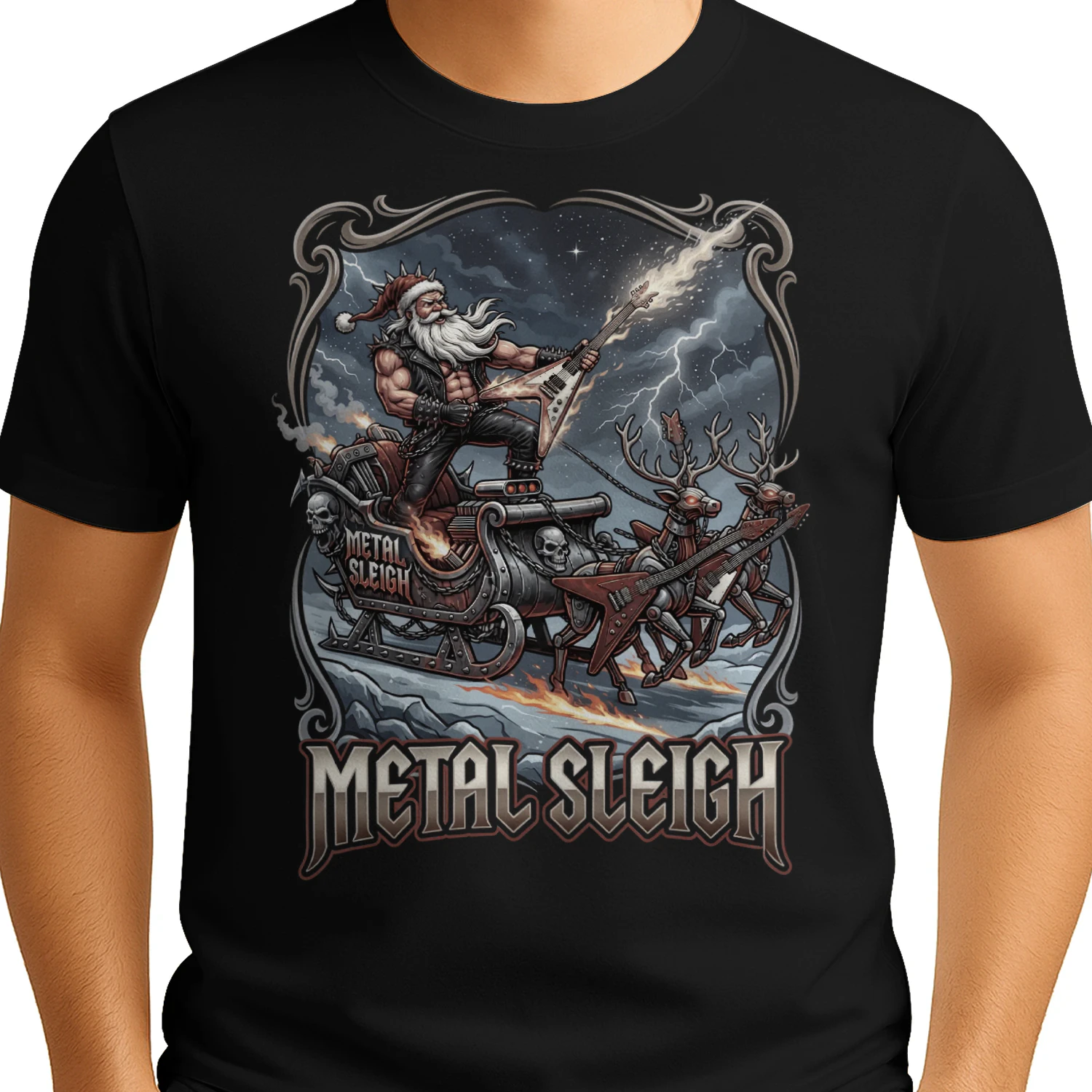 Christmas Guitar Metal Sleigh Lightning
