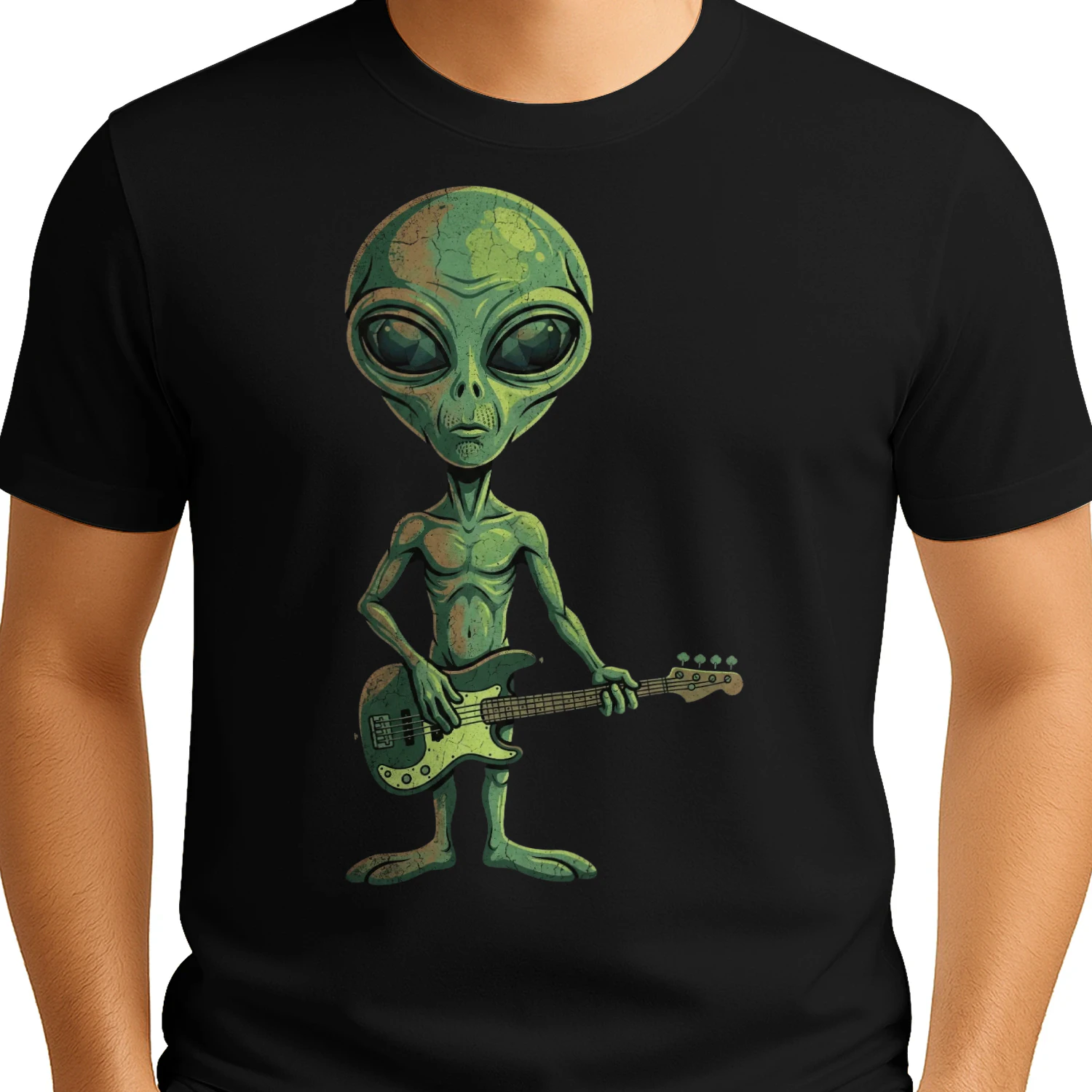 Bass Cool Alien Bassist Graphic T-Shirt
