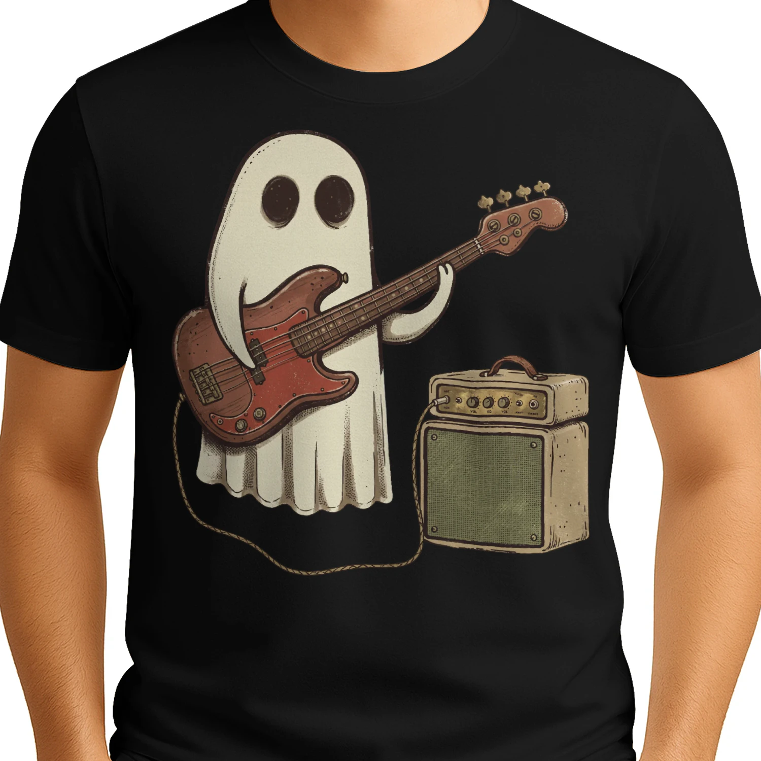 Halloween Bass Cute Ghost Bassist Graphic