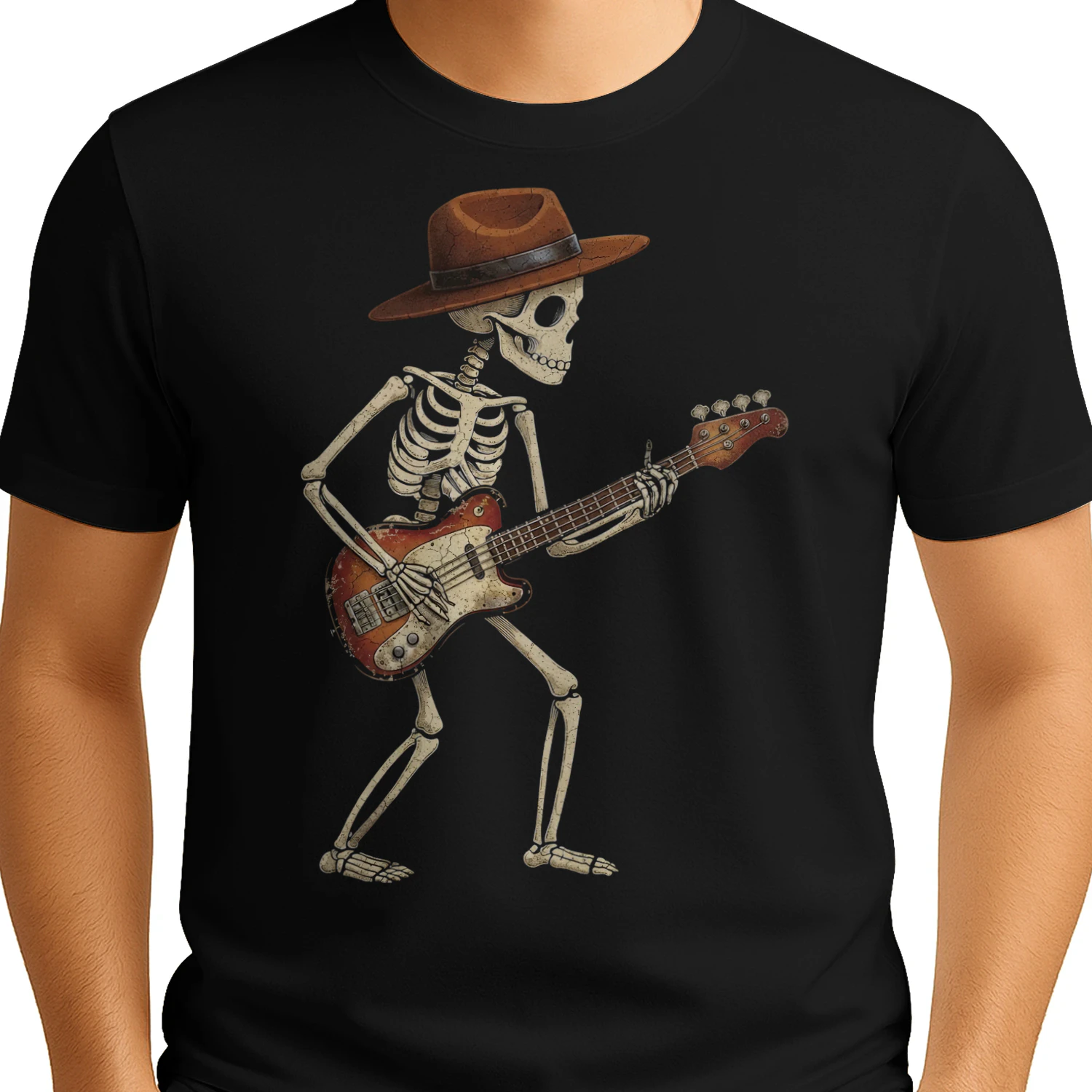 Halloween Bass Cowboy Skeleton Player