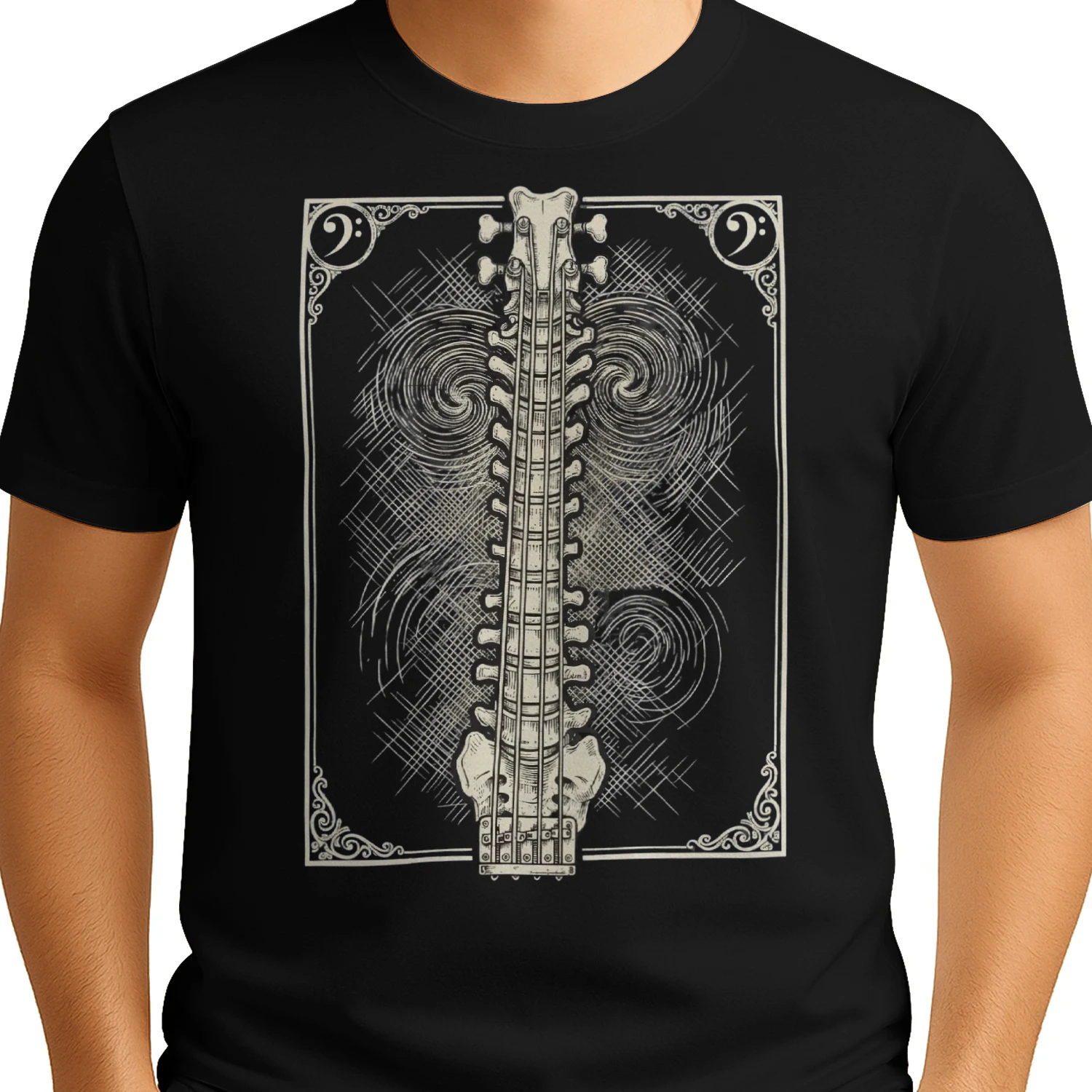 Halloween Bass Spine Bass Guitar Graphic Tee