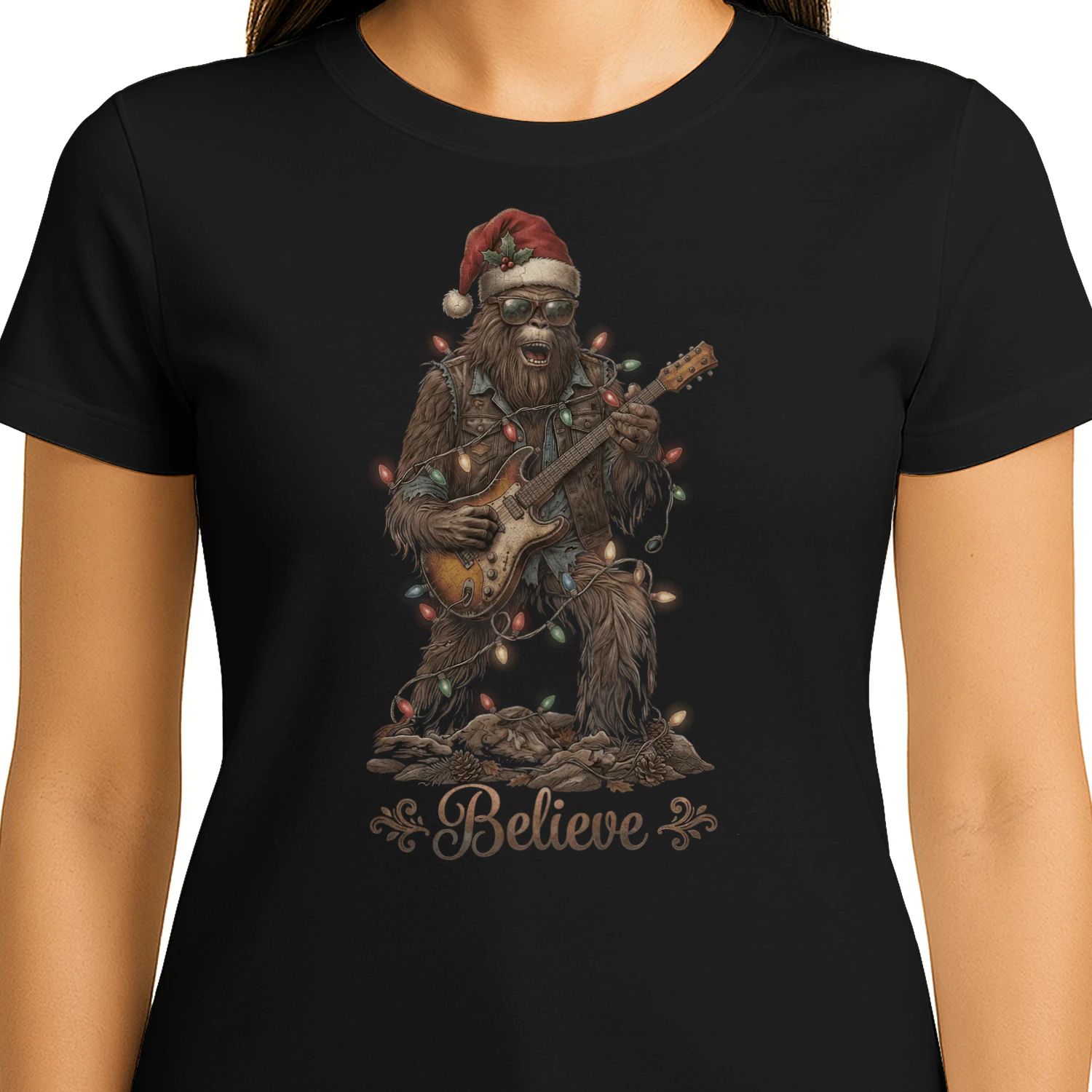 Christmas Guitar Bigfoot Believe