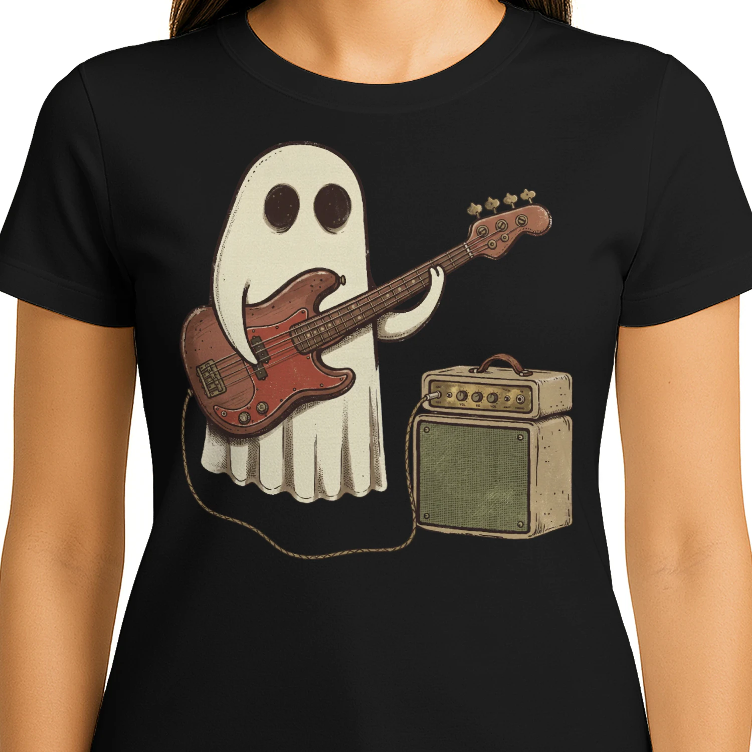 Halloween Bass Cute Ghost Bassist Graphic