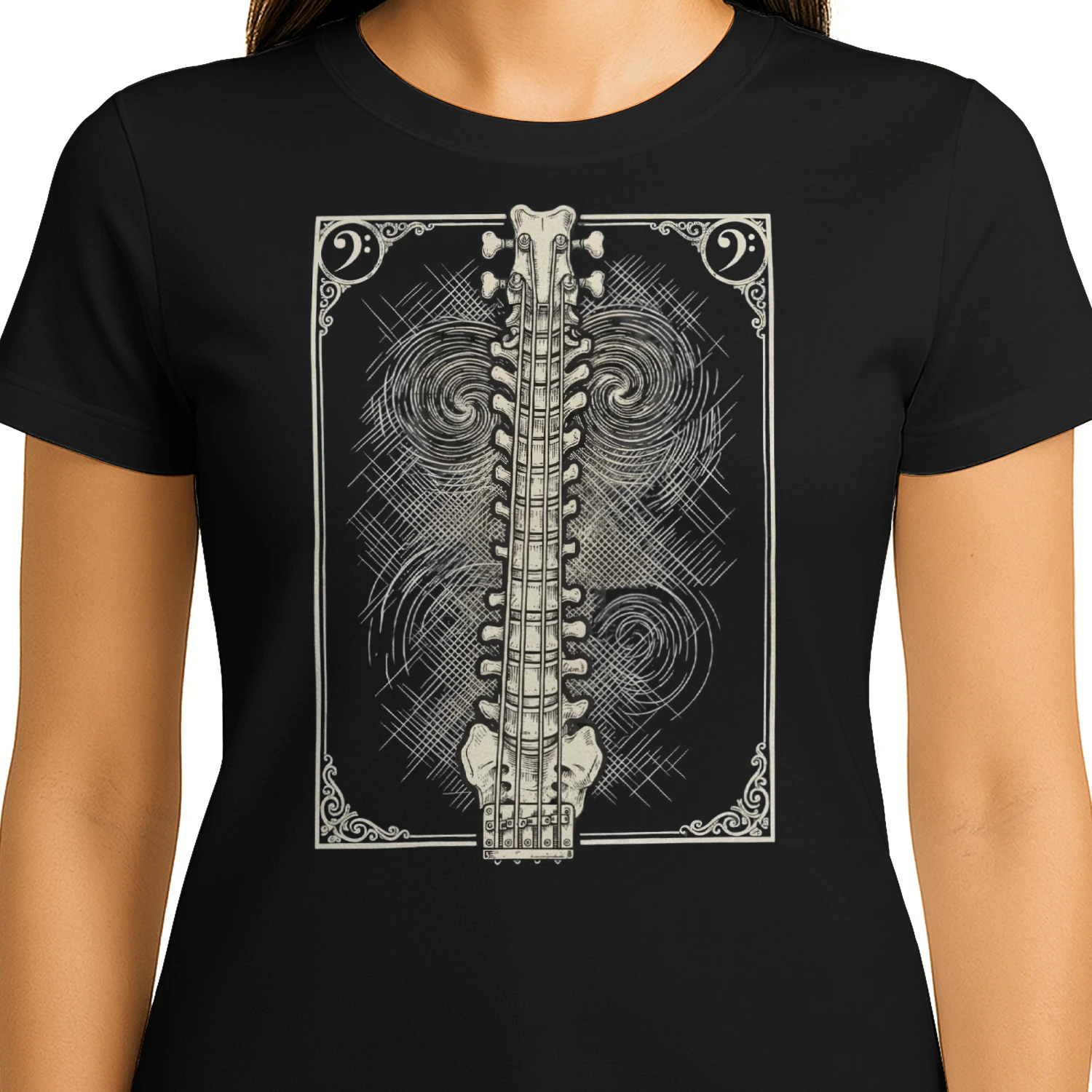 Halloween Bass Spine Bass Guitar Graphic Tee