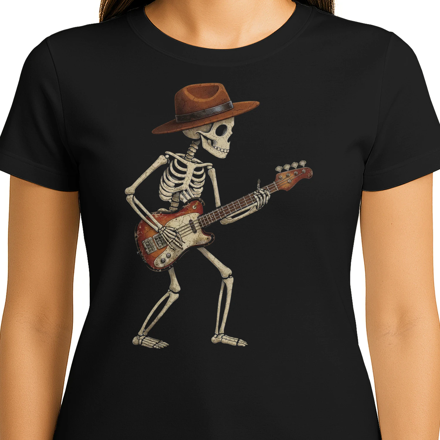 Halloween Bass Cowboy Skeleton Player