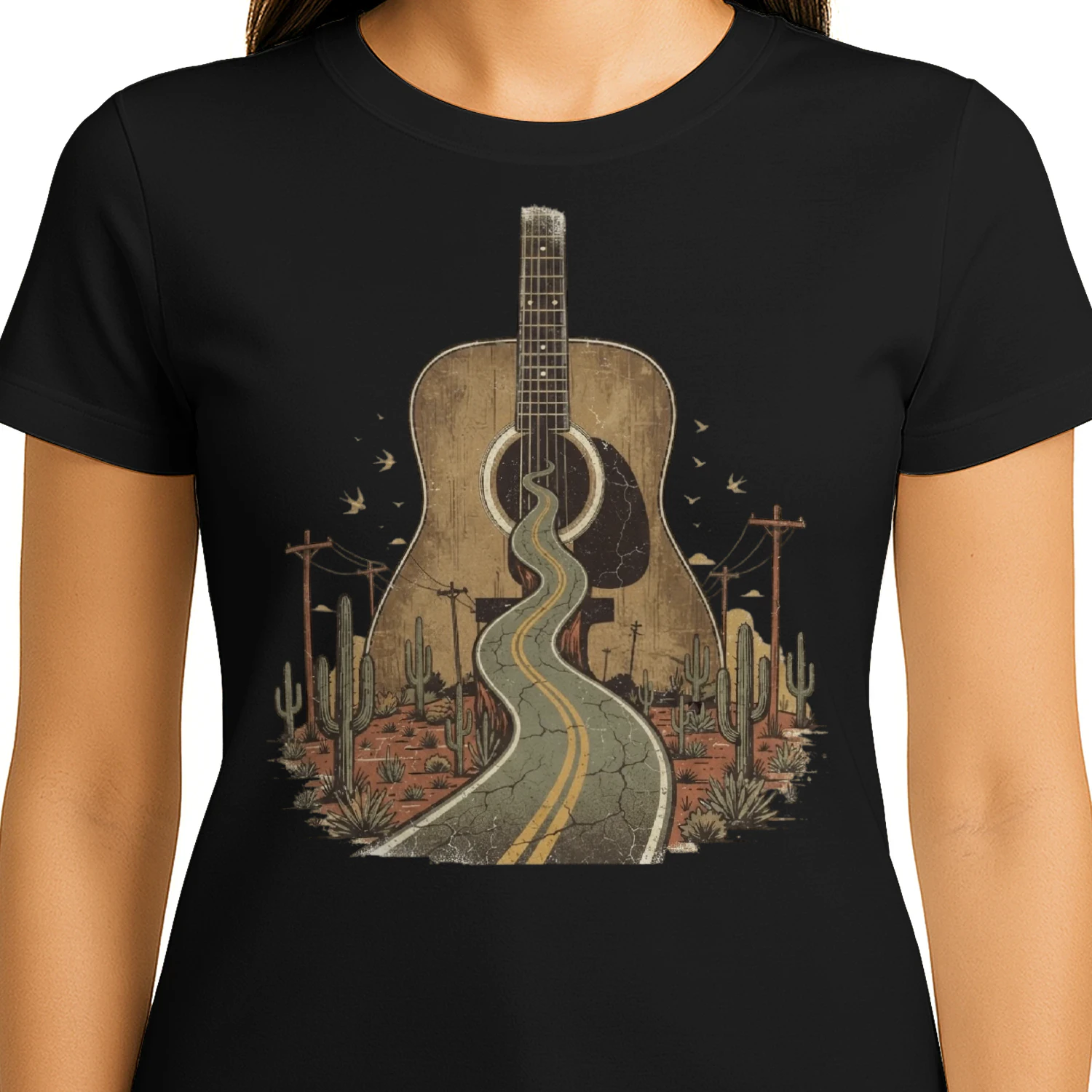 Guitar Desert Highway Acoustic Guitar Art