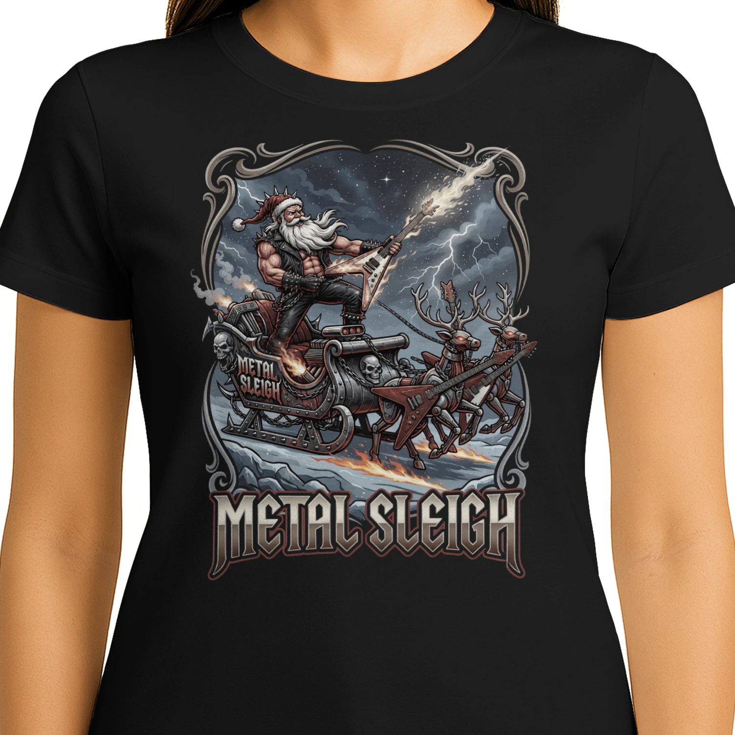 Christmas Guitar Metal Sleigh Lightning