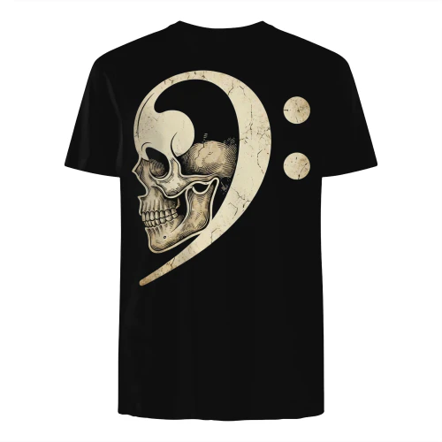 Halloween Bass Gothic Bass Clef Skull T-Shirt