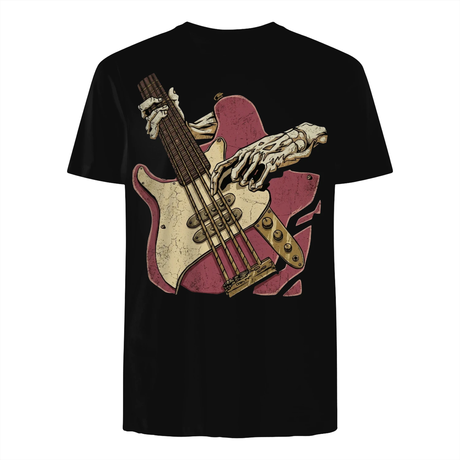 Halloween Bass Skeleton Hands Bass Guitar Tee
