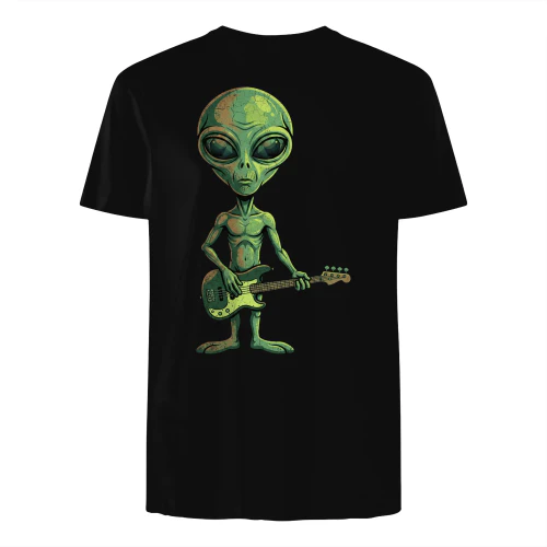Bass Cool Alien Bassist Graphic T-Shirt