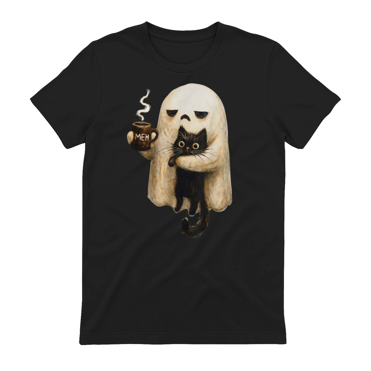 Cozy Ghost Black Cat Coffee Halloween 