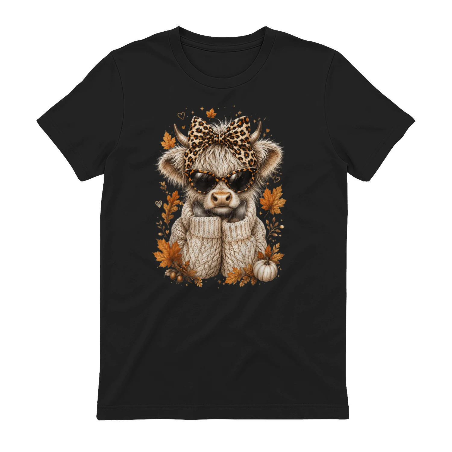 Fall Highland Cow Leopard Bow Autumn 