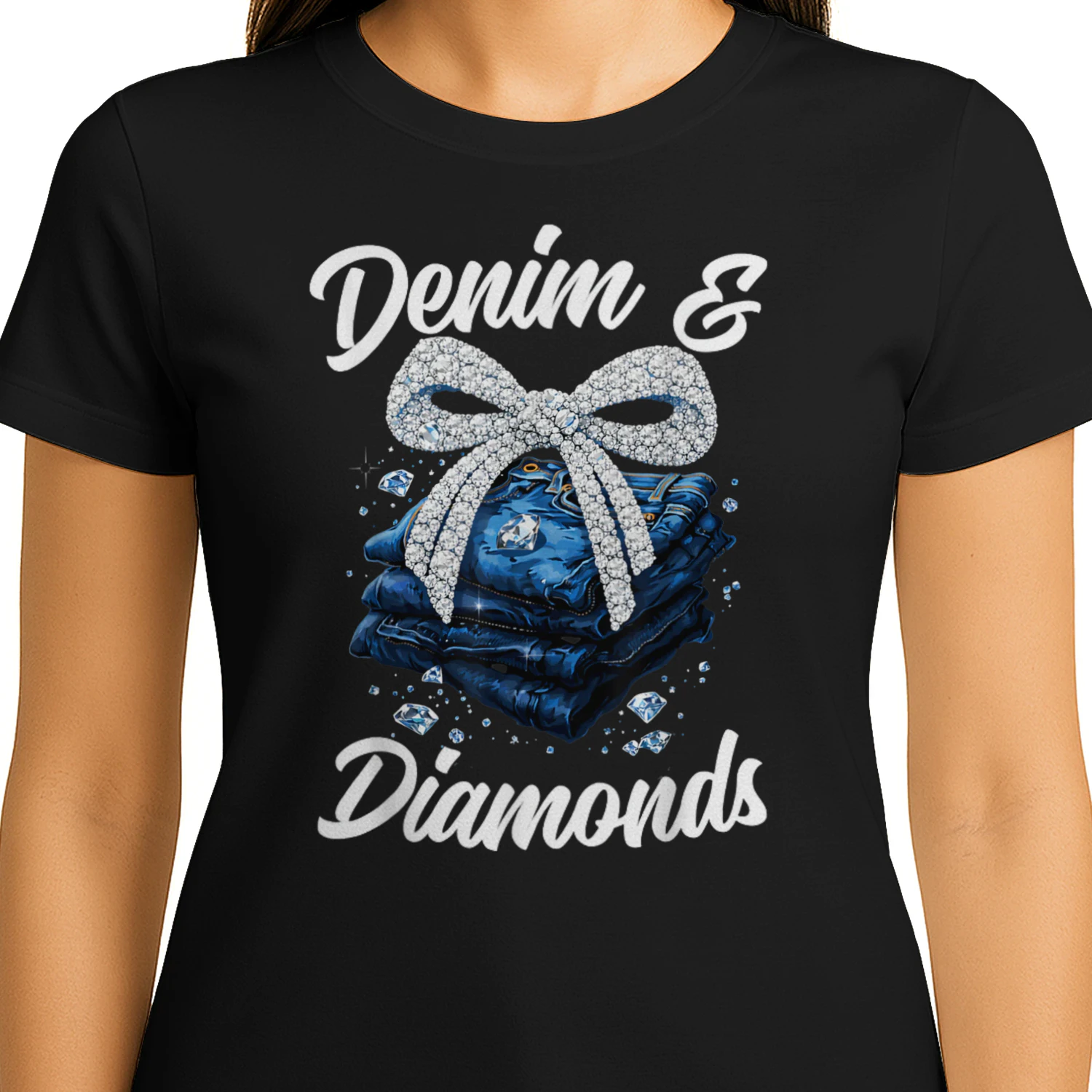 Denim and Diamonds Sparkle Bow Western 