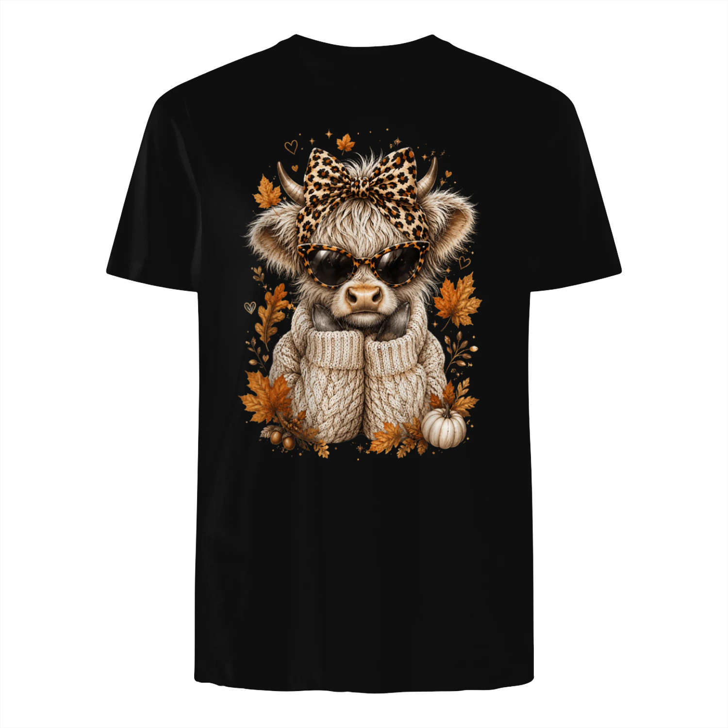 Fall Highland Cow Leopard Bow Autumn 