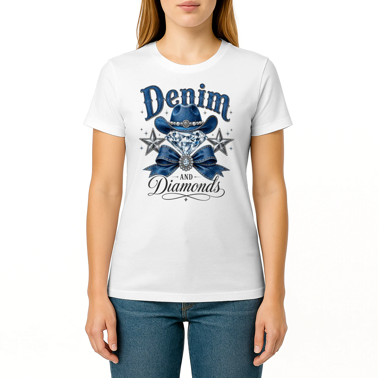 Denim and Diamonds Bow Western Cowgirl 
