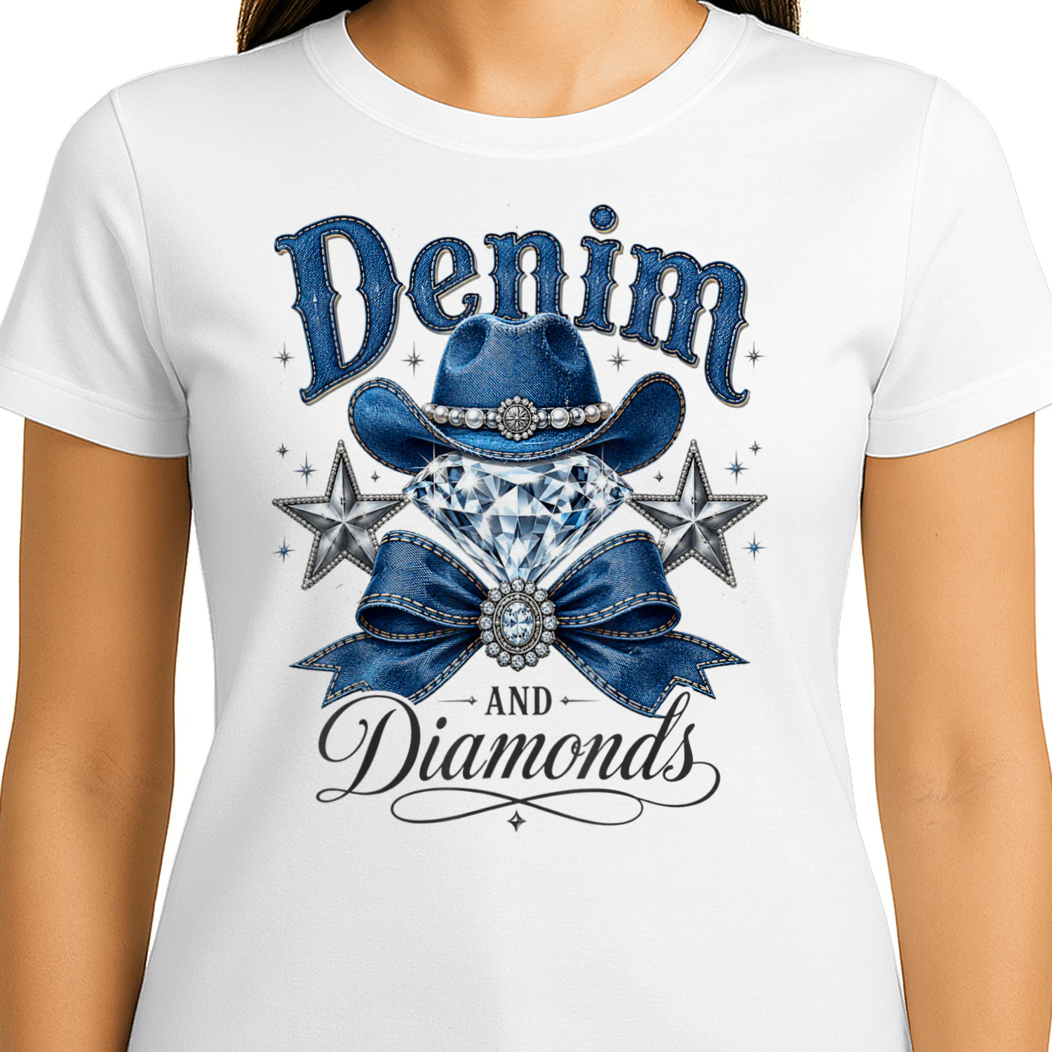 Denim and Diamonds Bow Western Cowgirl 