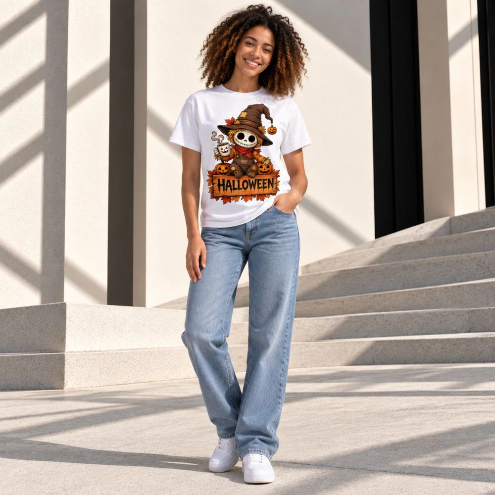Cute Scarecrow & Pumpkins – Halloween T-Shirt