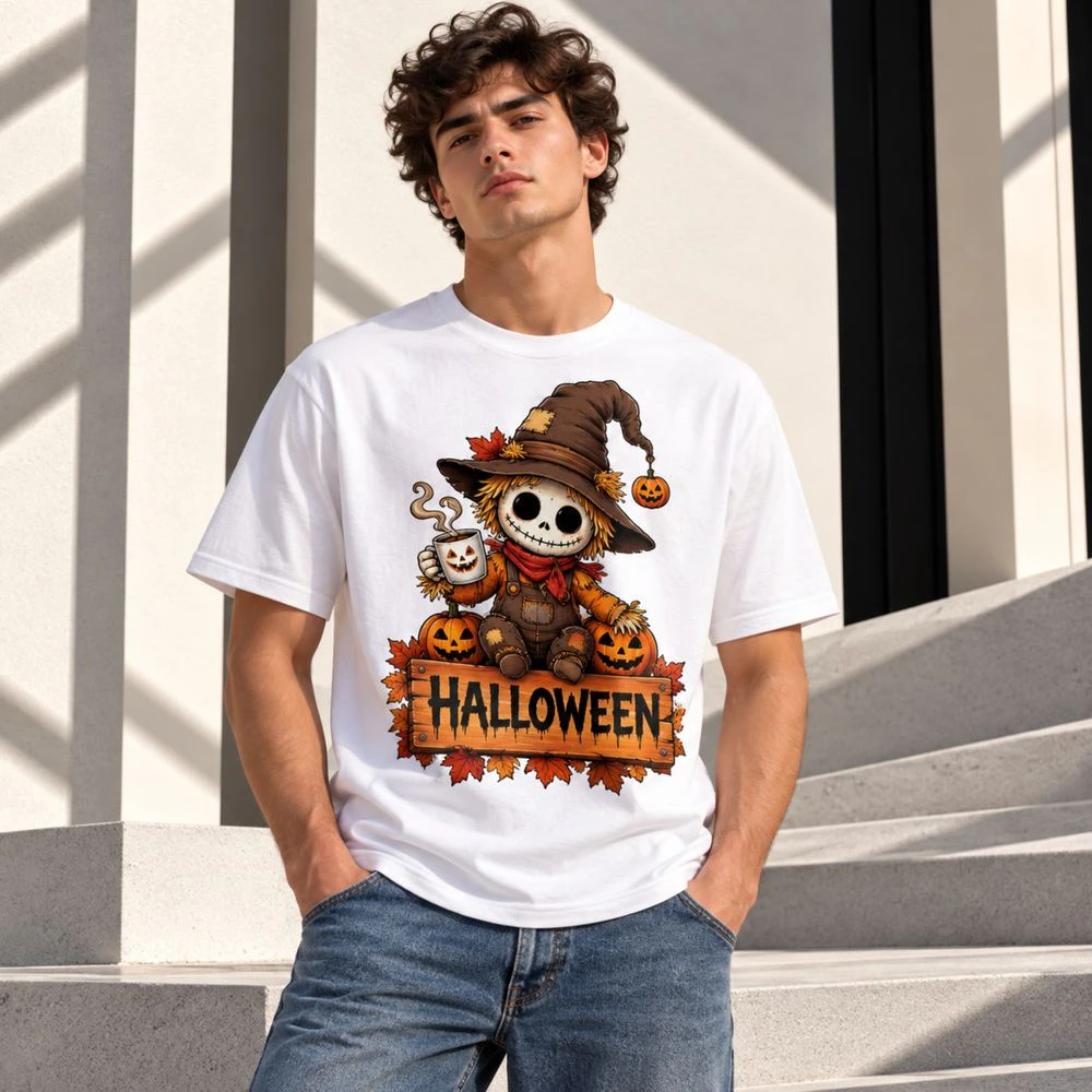 Cute Scarecrow & Pumpkins – Halloween T-Shirt