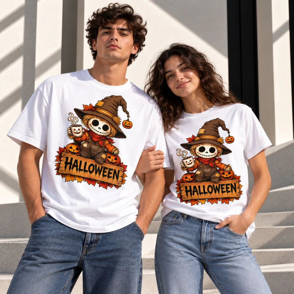 Cute Scarecrow & Pumpkins – Halloween T-Shirt