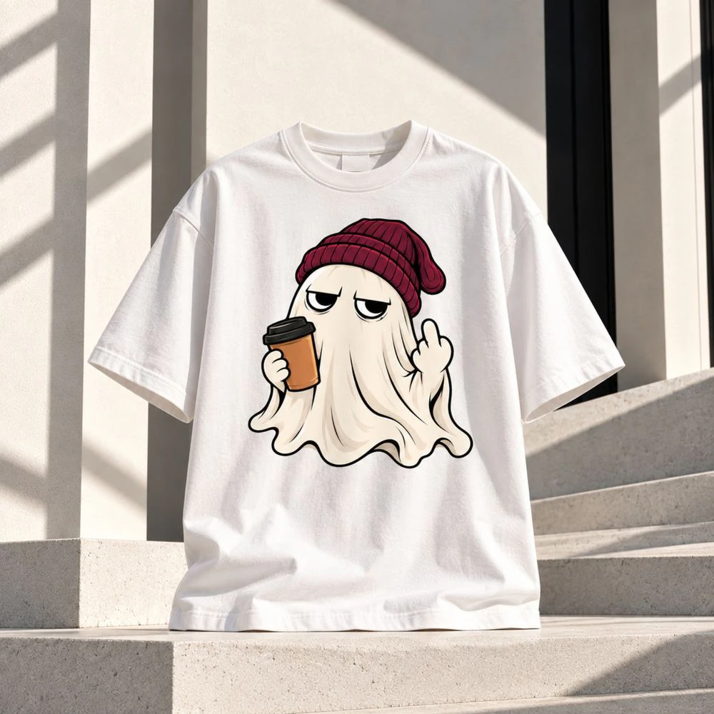 Grumpy Coffee Ghost – Funny Halloween T-Shirt
