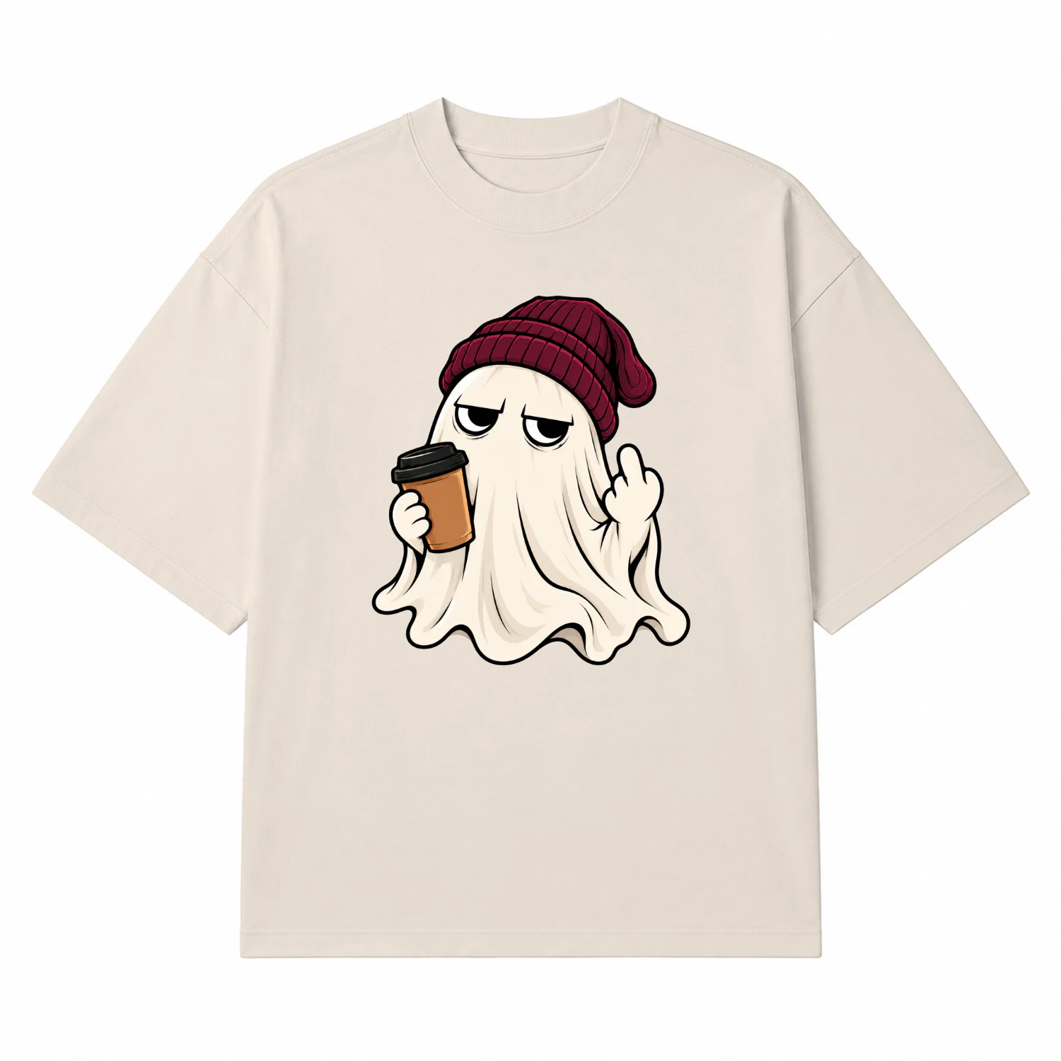 Grumpy Coffee Ghost – Funny Halloween T-Shirt