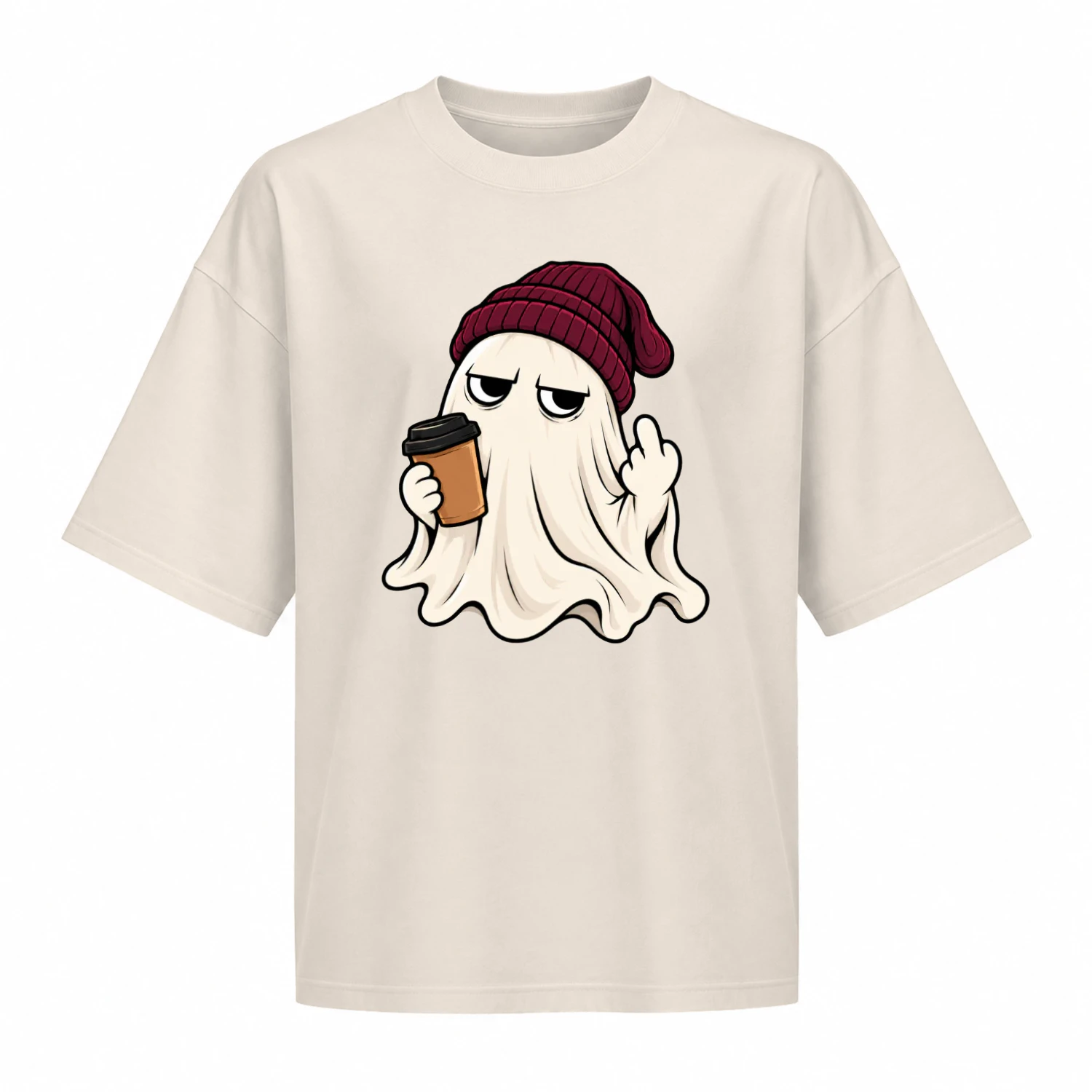 Grumpy Coffee Ghost – Funny Halloween T-Shirt