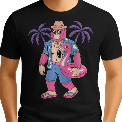 Cool Pink Bigfoot Tropical Vacation