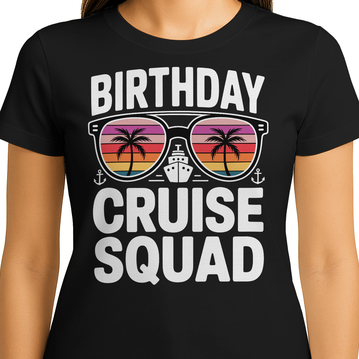 Birthday Cruise Squad Shirt | Sunset Retro Sunglasses Vacation Apparel
