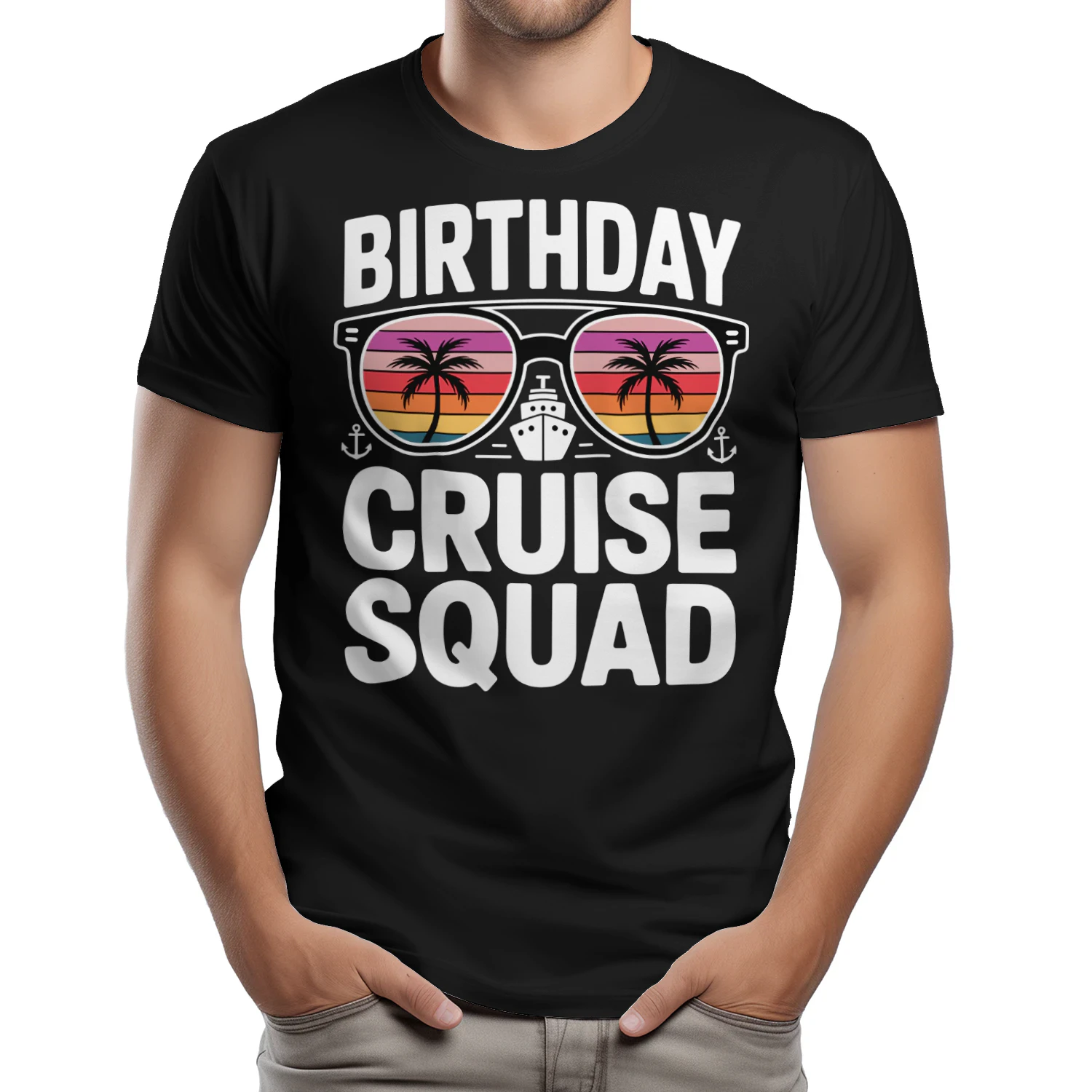 Birthday Cruise Squad Shirt | Sunset Retro Sunglasses Vacation Apparel