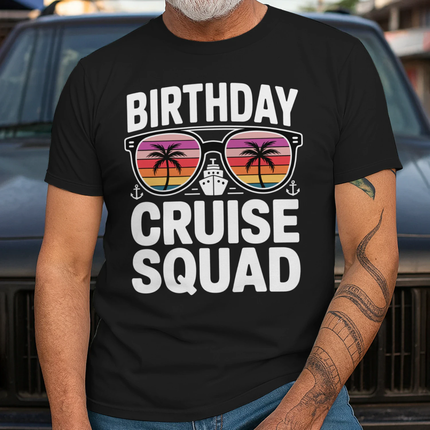 Birthday Cruise Squad Shirt | Sunset Retro Sunglasses Vacation Apparel