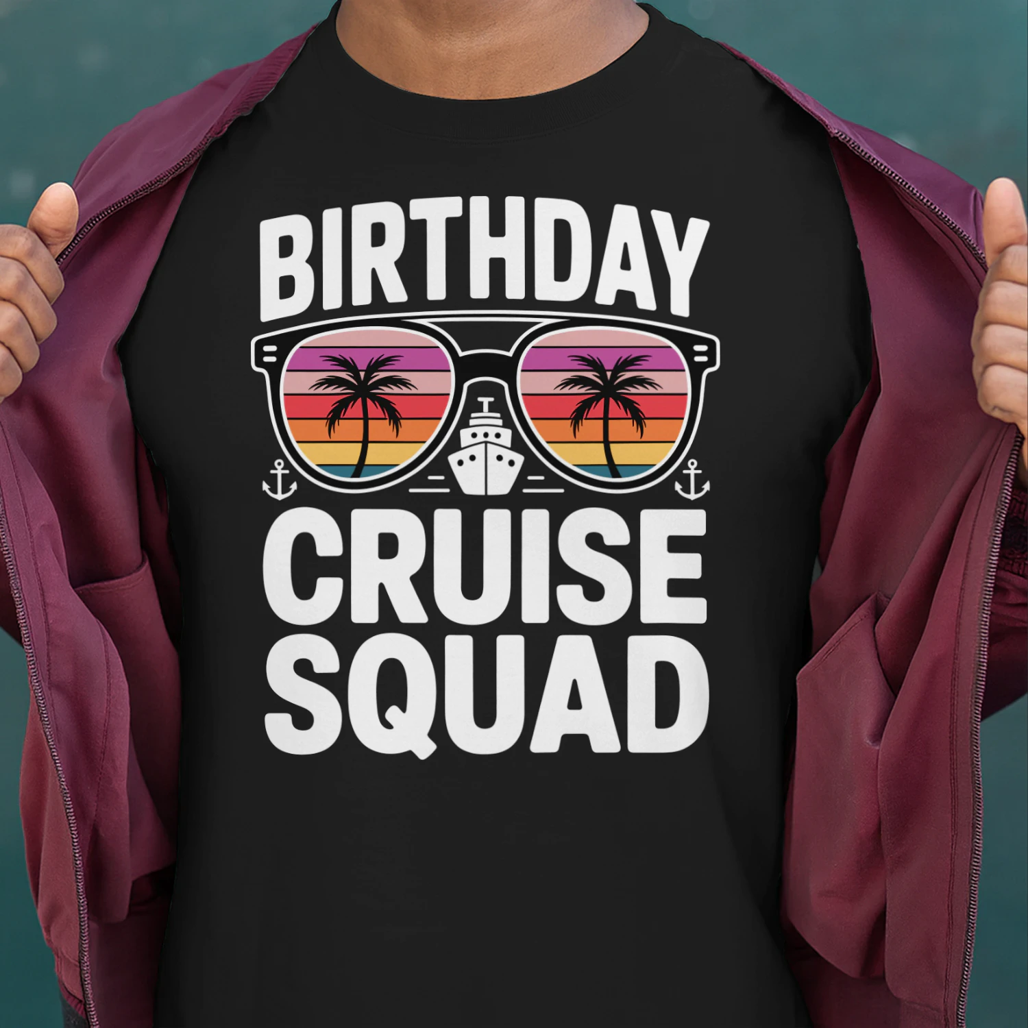 Birthday Cruise Squad Shirt | Sunset Retro Sunglasses Vacation Apparel
