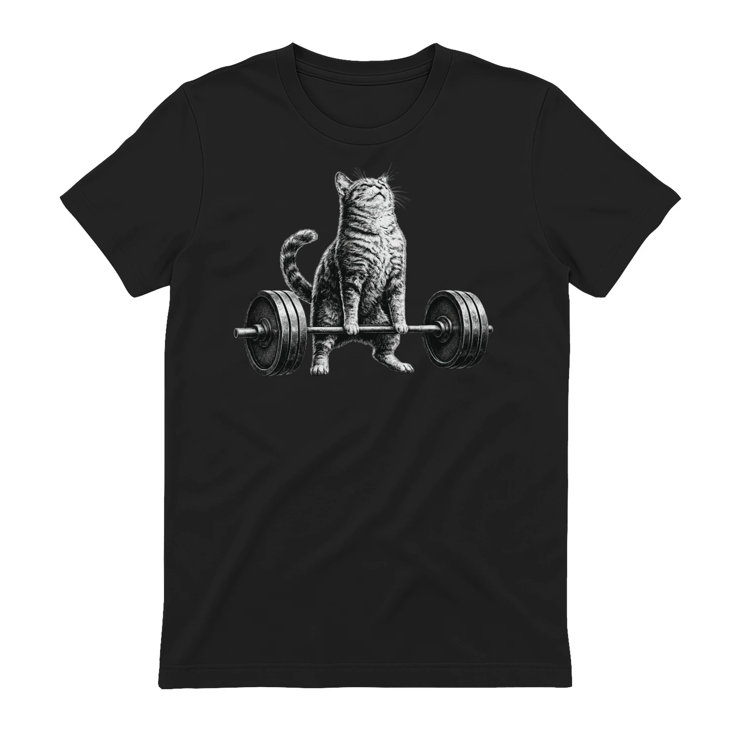 Retro Cat Deadlift Powerlifting Funny Gym Weight Lifting T-Shirt