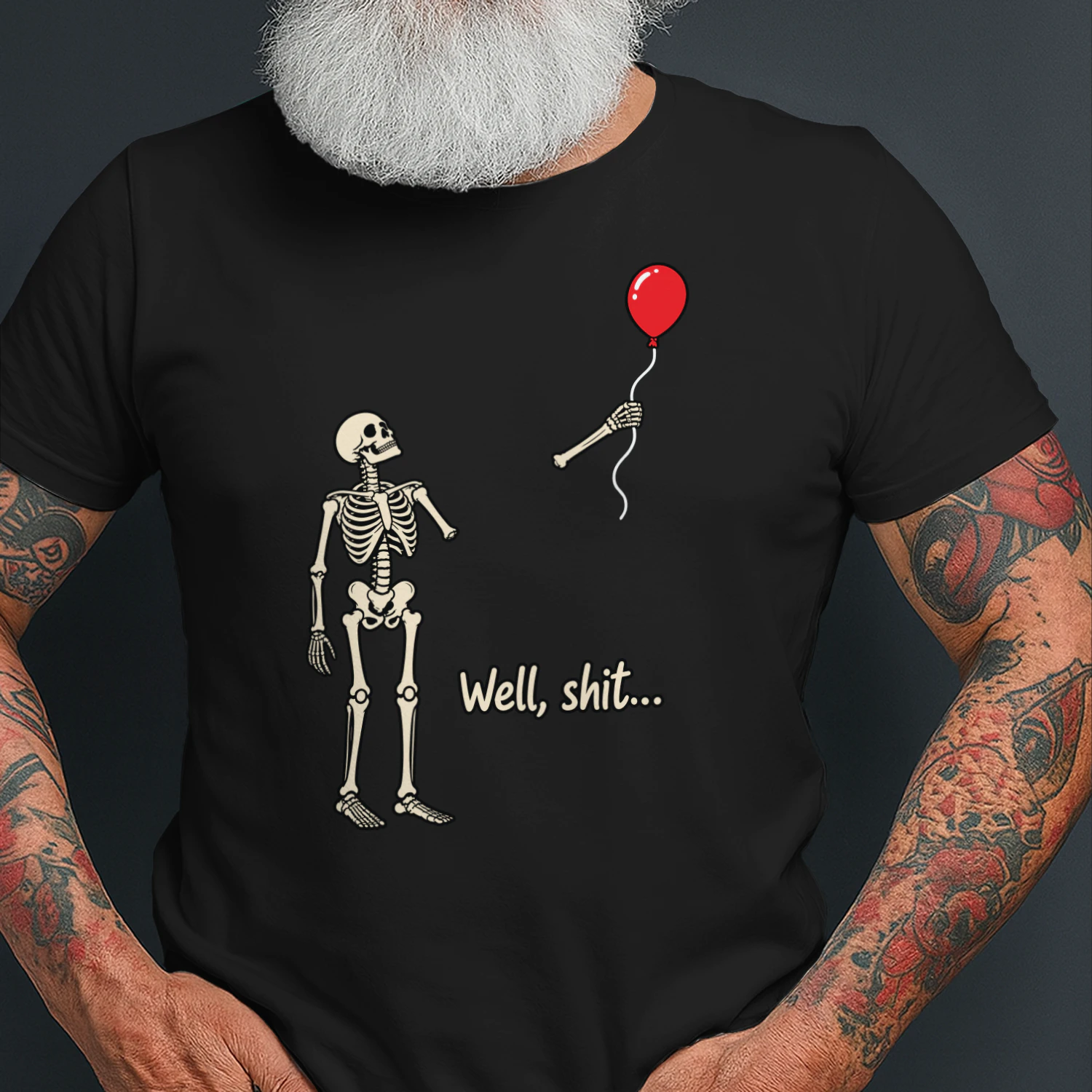 Funny Skeleton Balloon T-Shirt, Dark Humor Halloween Shirt