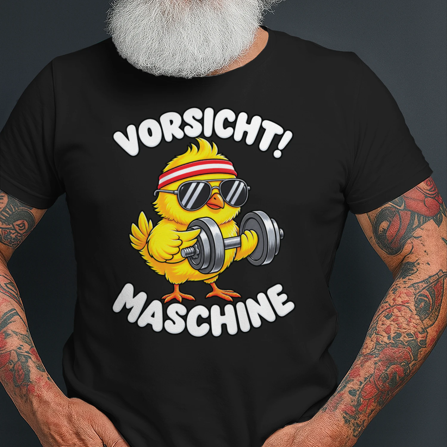 Vorsicht Maschine T-Shirt, Lustiges Fitness Küken Shirt, Gym Hantel Geschenk, Bodybuilding Humor, Deutsches Sport Shirt