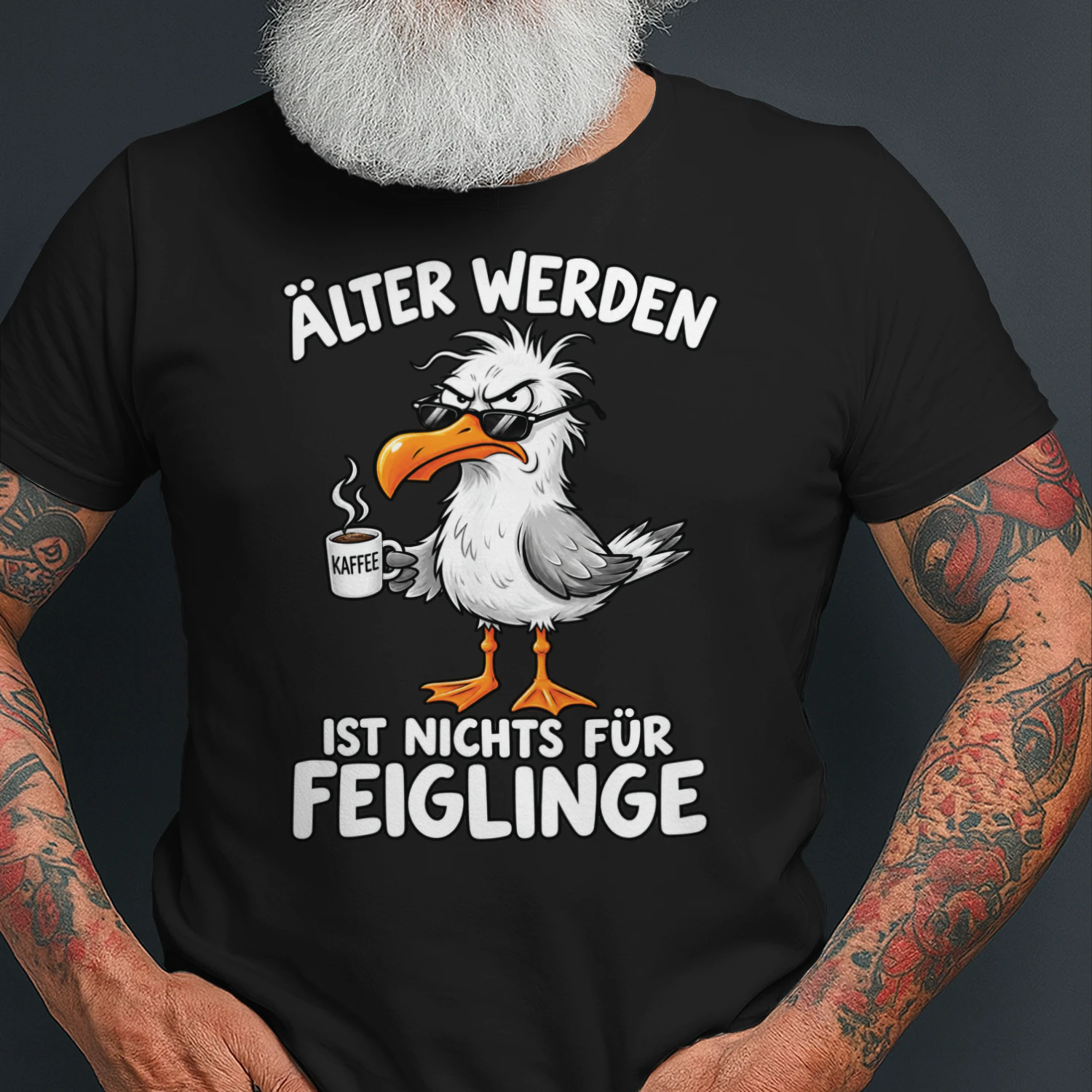 Älter Werden Ist Nichts Für Feiglinge T-Shirt, Lustiges Möwen Kaffee Shirt, Rentner Geschenk, Deutscher Humor Geburtstag