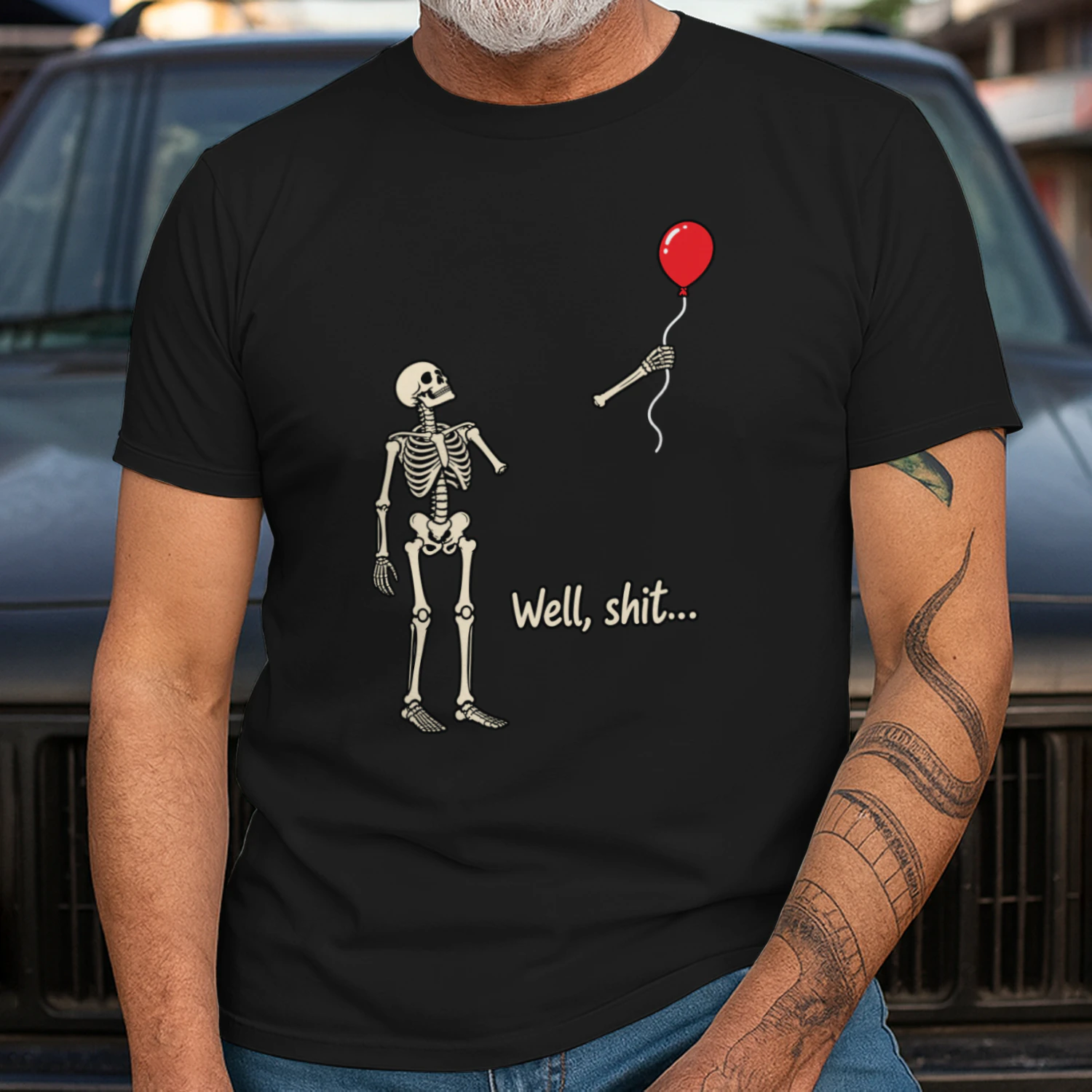 Funny Skeleton Balloon T-Shirt, Dark Humor Halloween Shirt