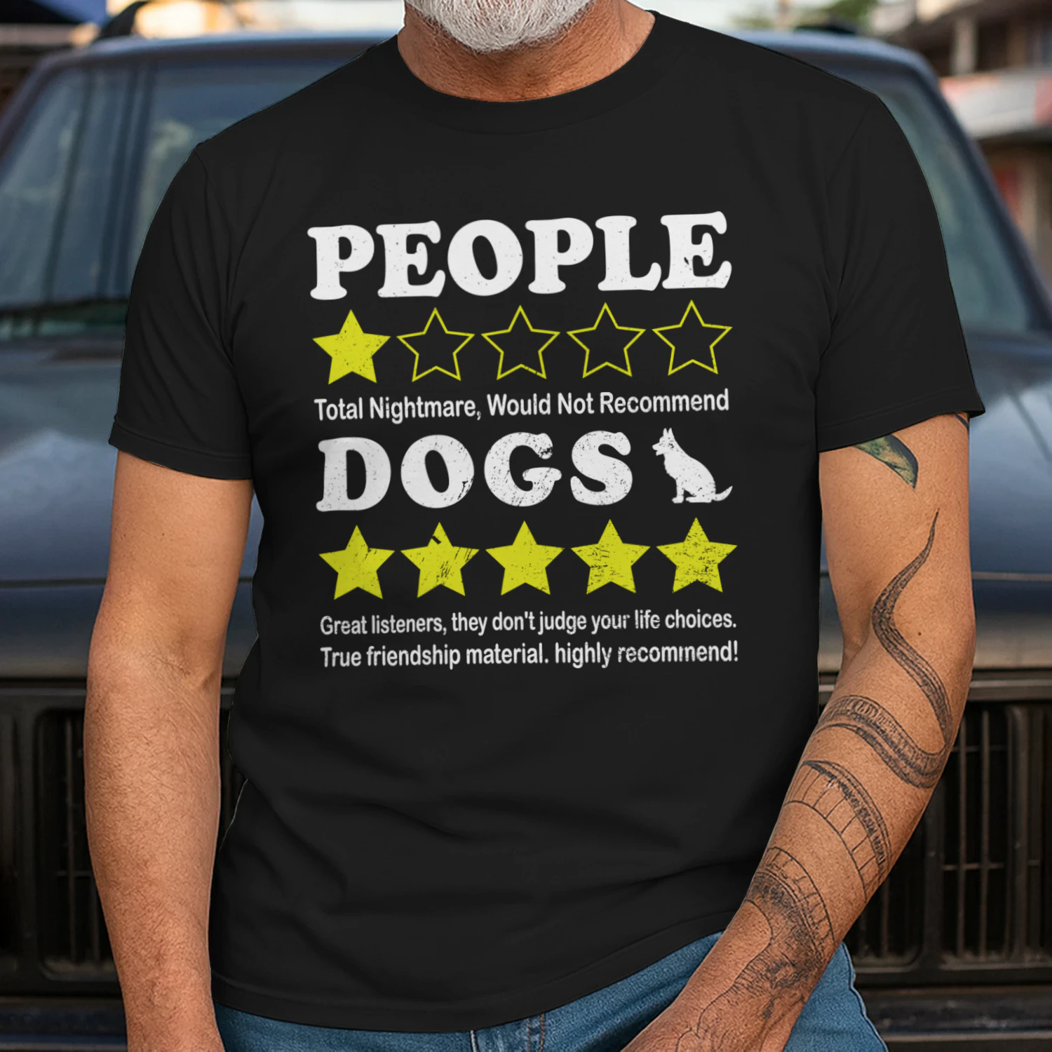 People 1 Star Dogs 5 Stars Funny Dog Lover Review T-Shirt