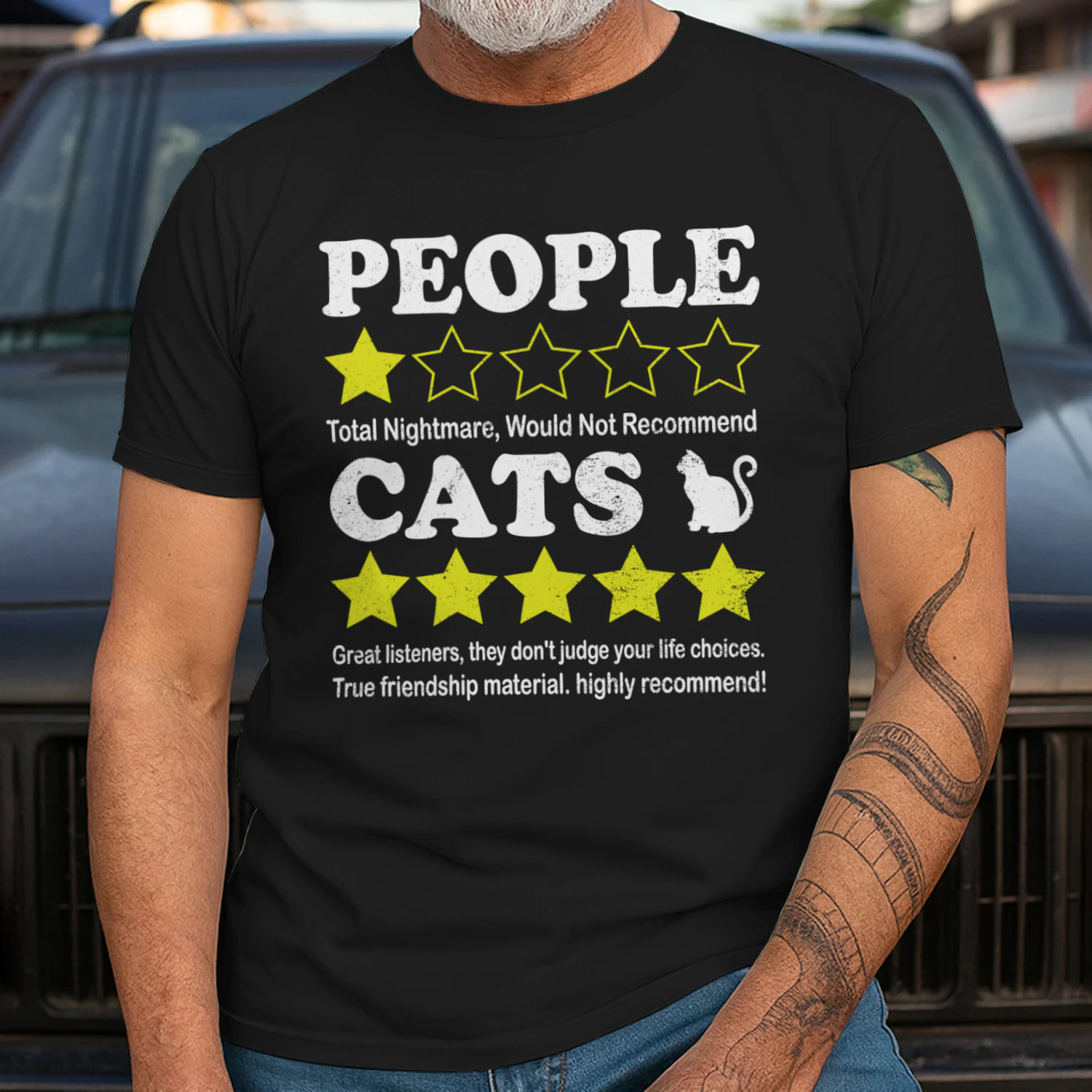 People 1 Star Cats 5 Stars Funny Cat Lover Review T-Shirt